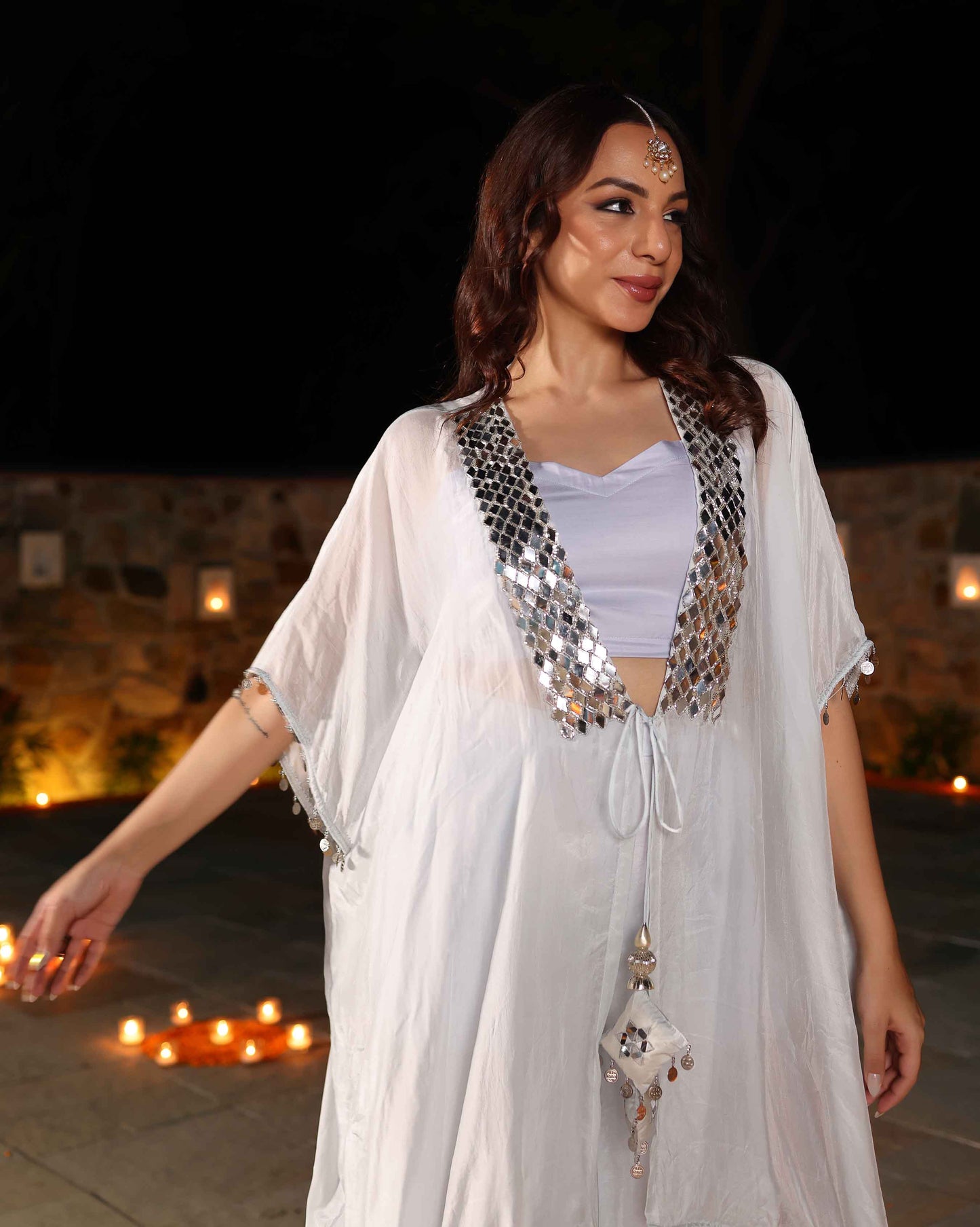 Blue Bay Mirror Work Silk Coord Set Quick Cart