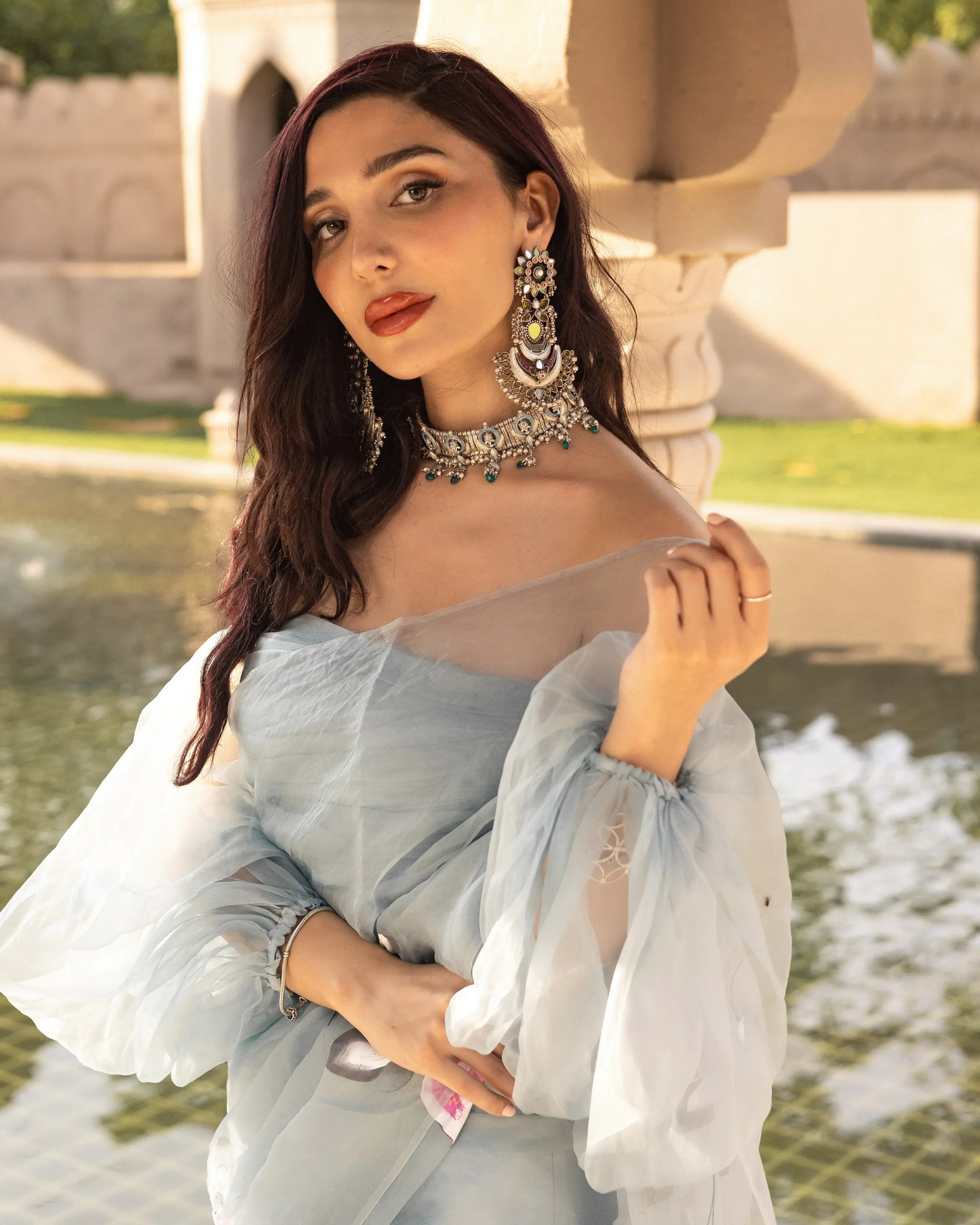 Bhairavi Handpainted Organza Saree My Store