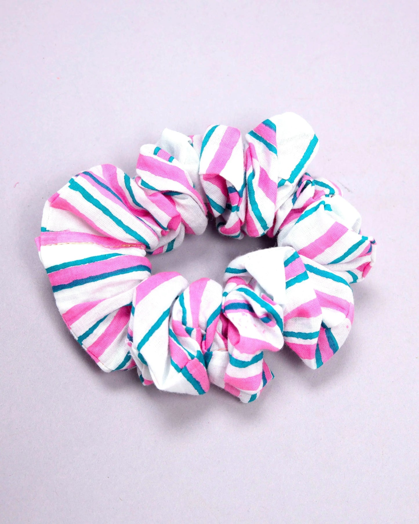 Jazzy Pink Cotton Handblock Scrunchie My Store