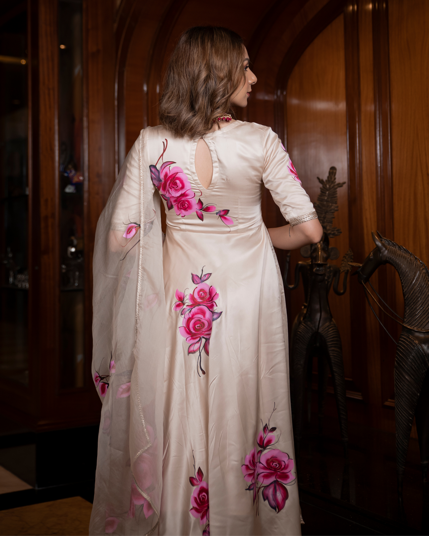 Whisper Pink Handpainted Gota Suit Set Quick Cart