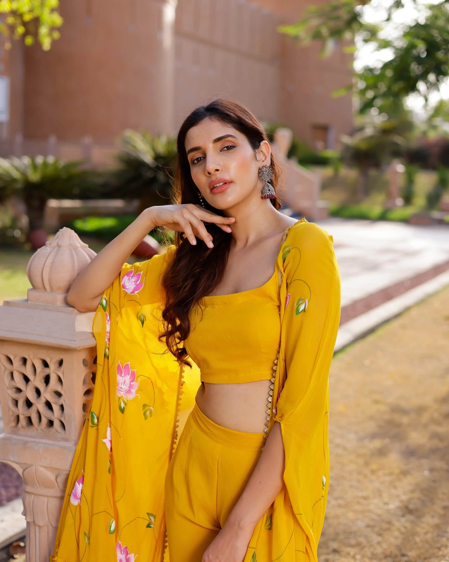 Kamlika Handpainted Georgette Cape Sharara set My Store