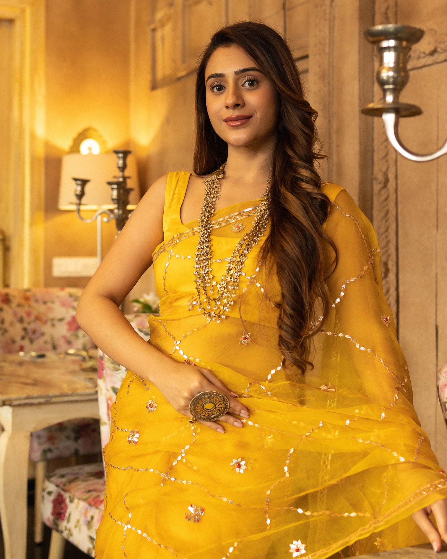 Gujaari Gotapatti Organza Saree My Store