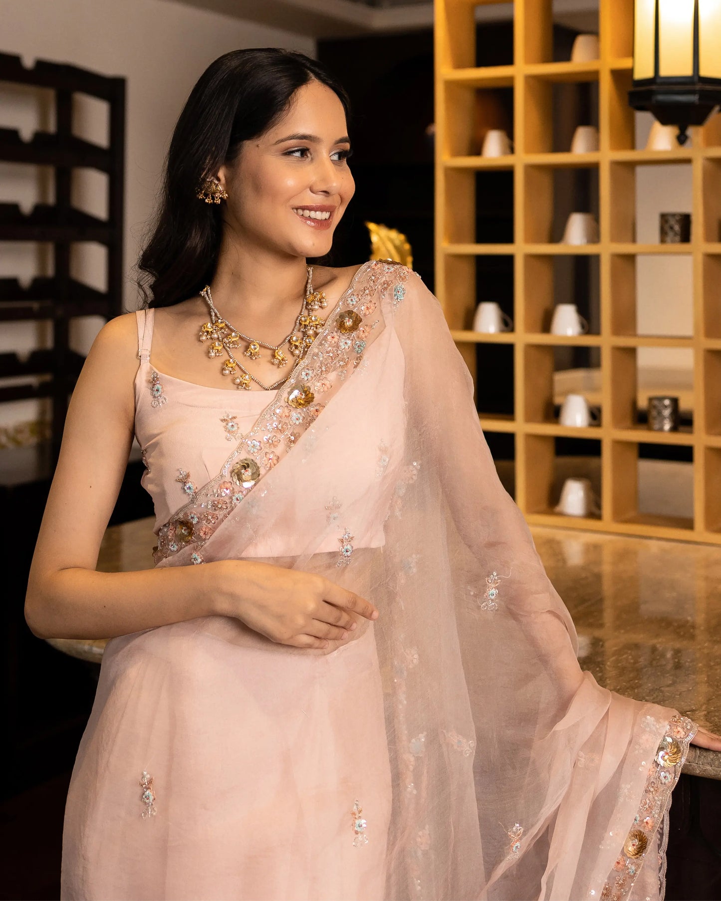 Yogini Handwork Organza Saree My Store