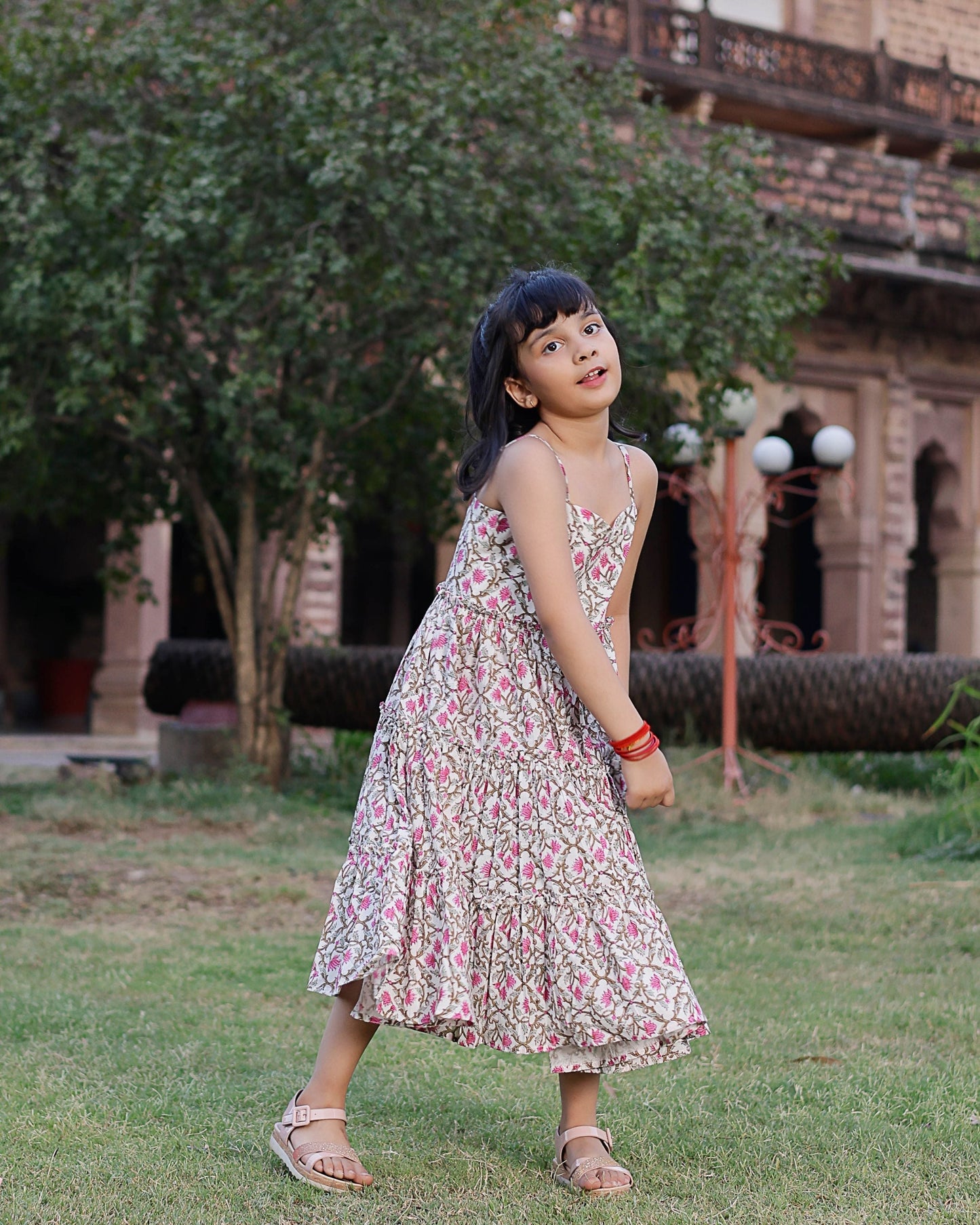 Shelley Handblock Tiered Cotton Dress My Store