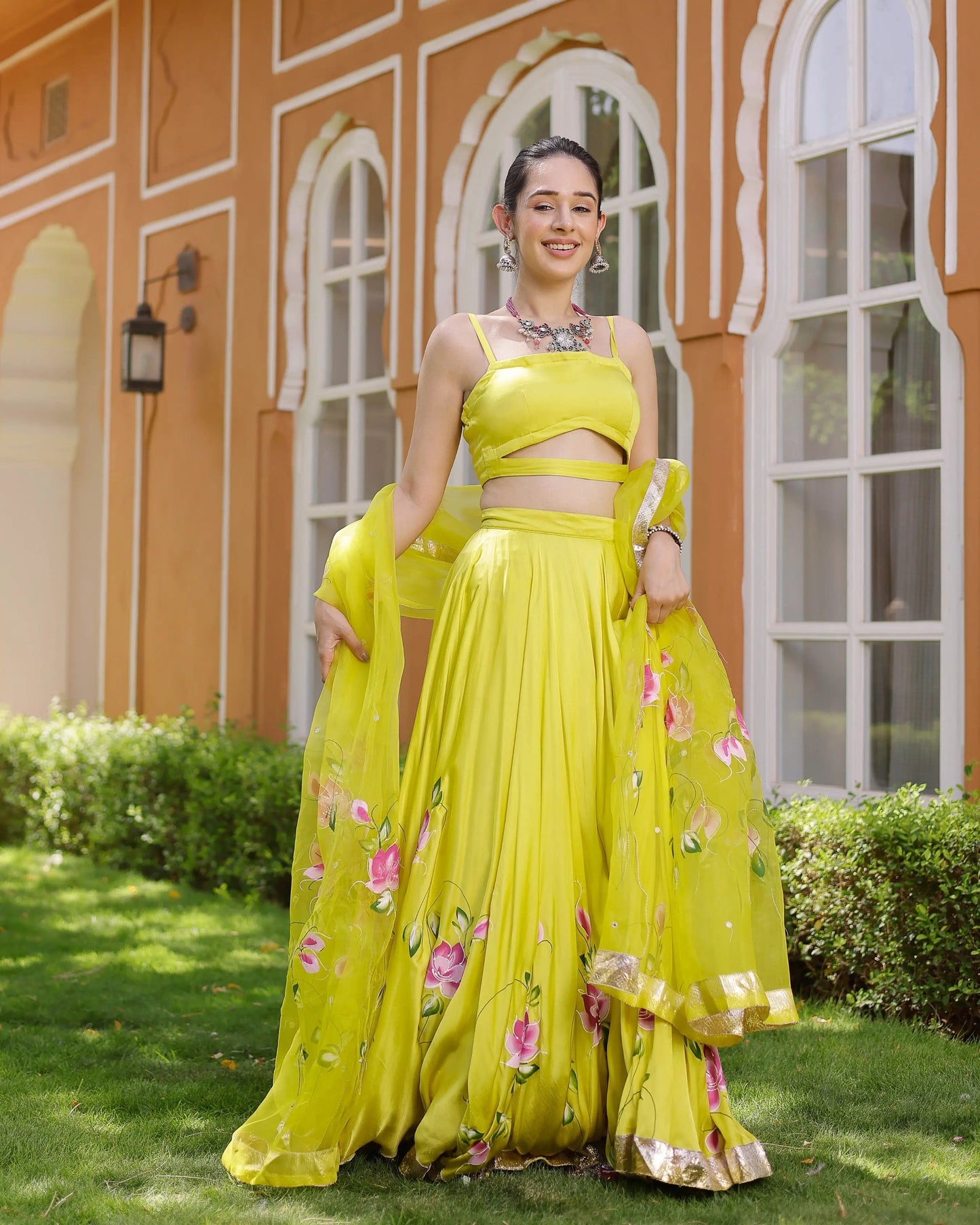 Kaleena Handpainted Satin Lehenga Set My Store