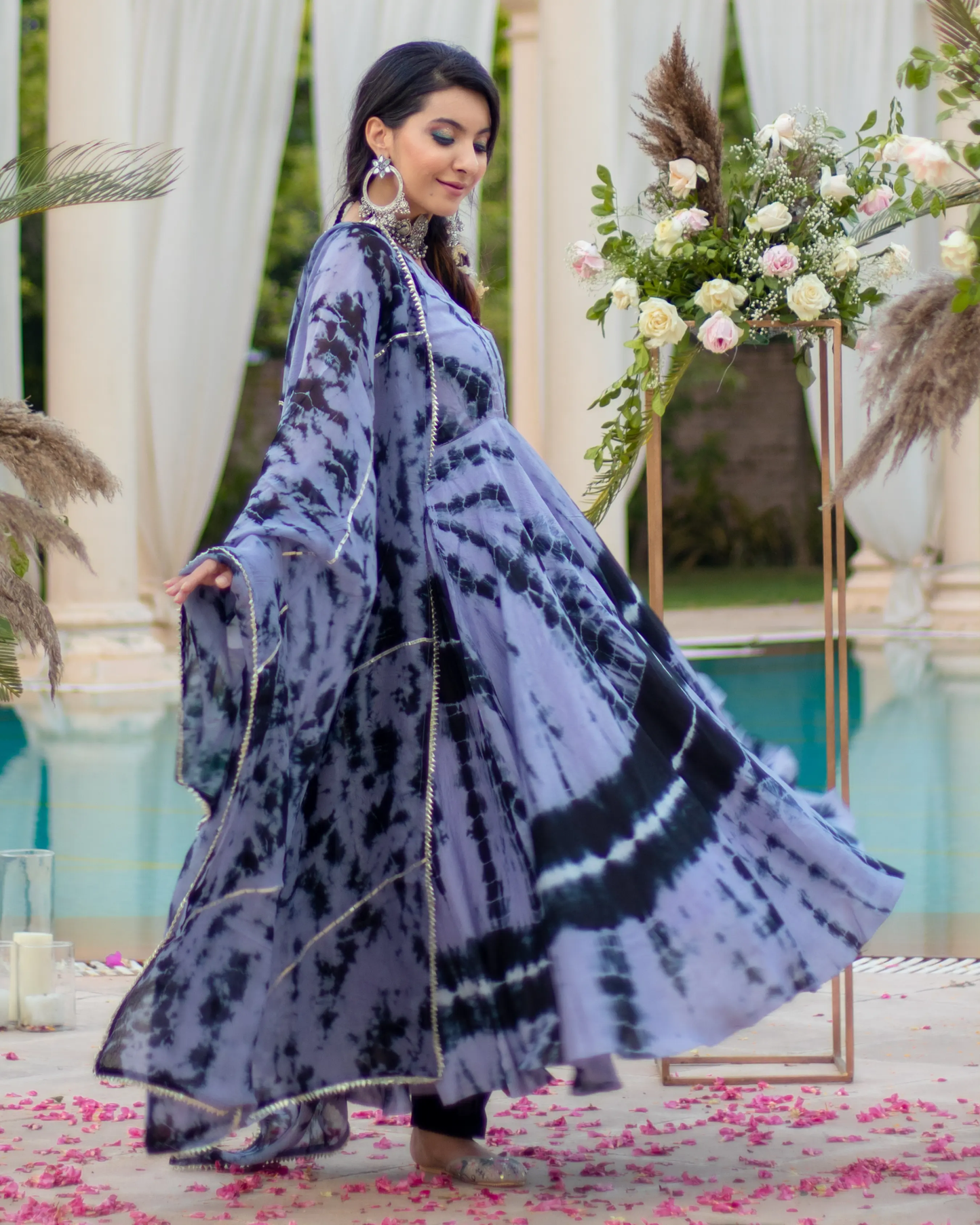 Black Bean Tie & Dye Silk Suit Set My Store