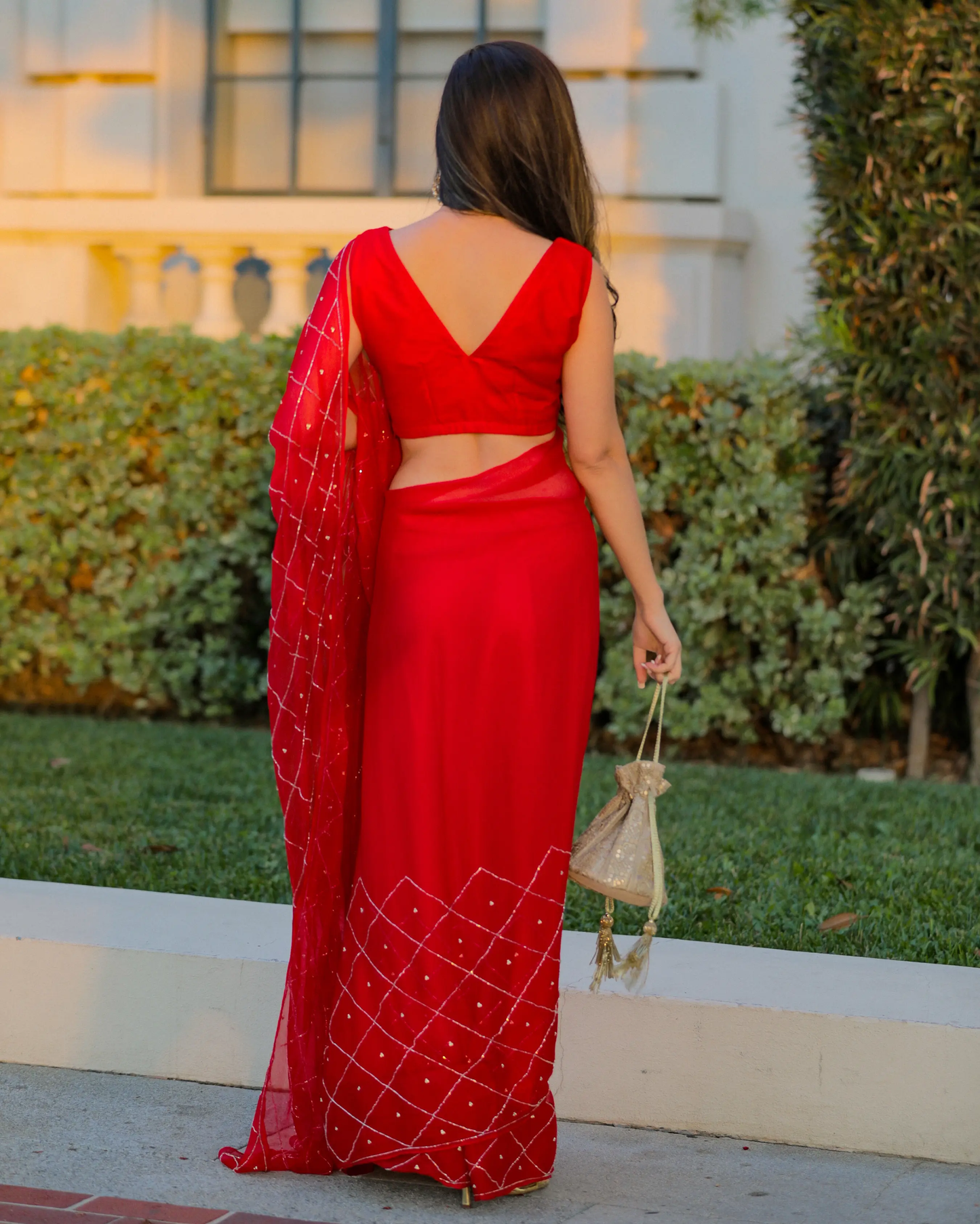 Urban Red Pure Chiffon Saree My Store