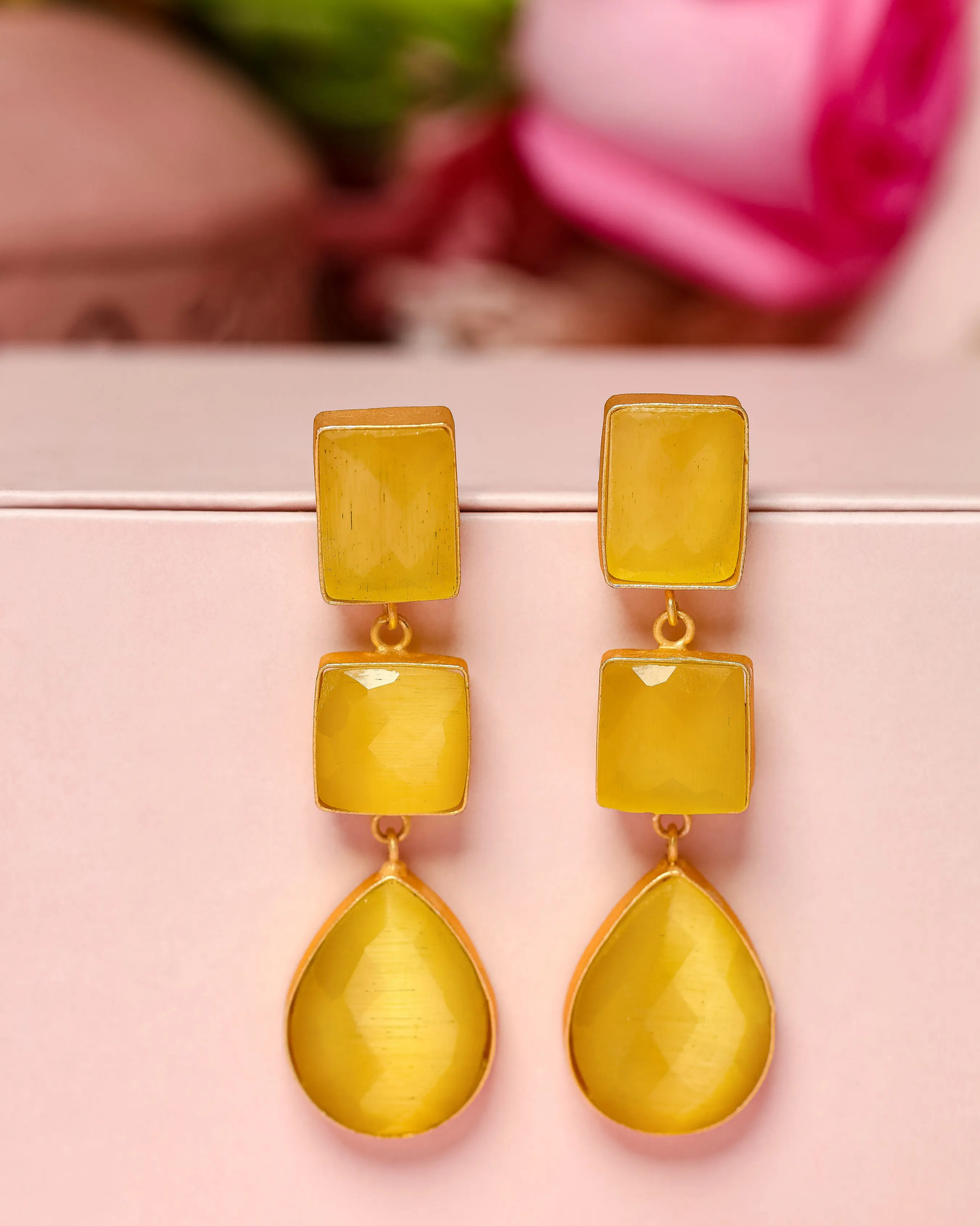 Radiant Yellow Handcrafted Brass Earrings My Store