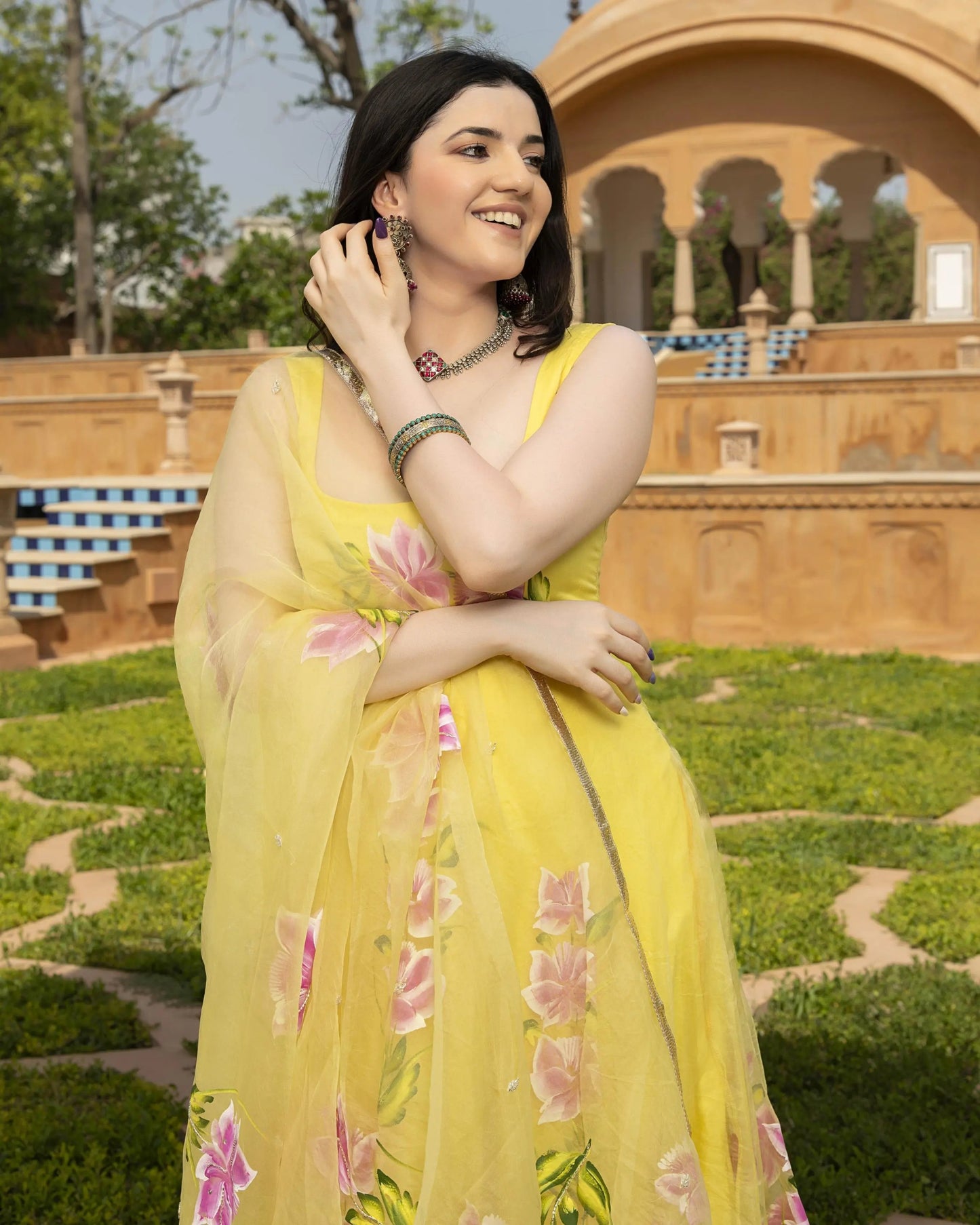 Ahyana Handpainted Organza Suit Set My Store