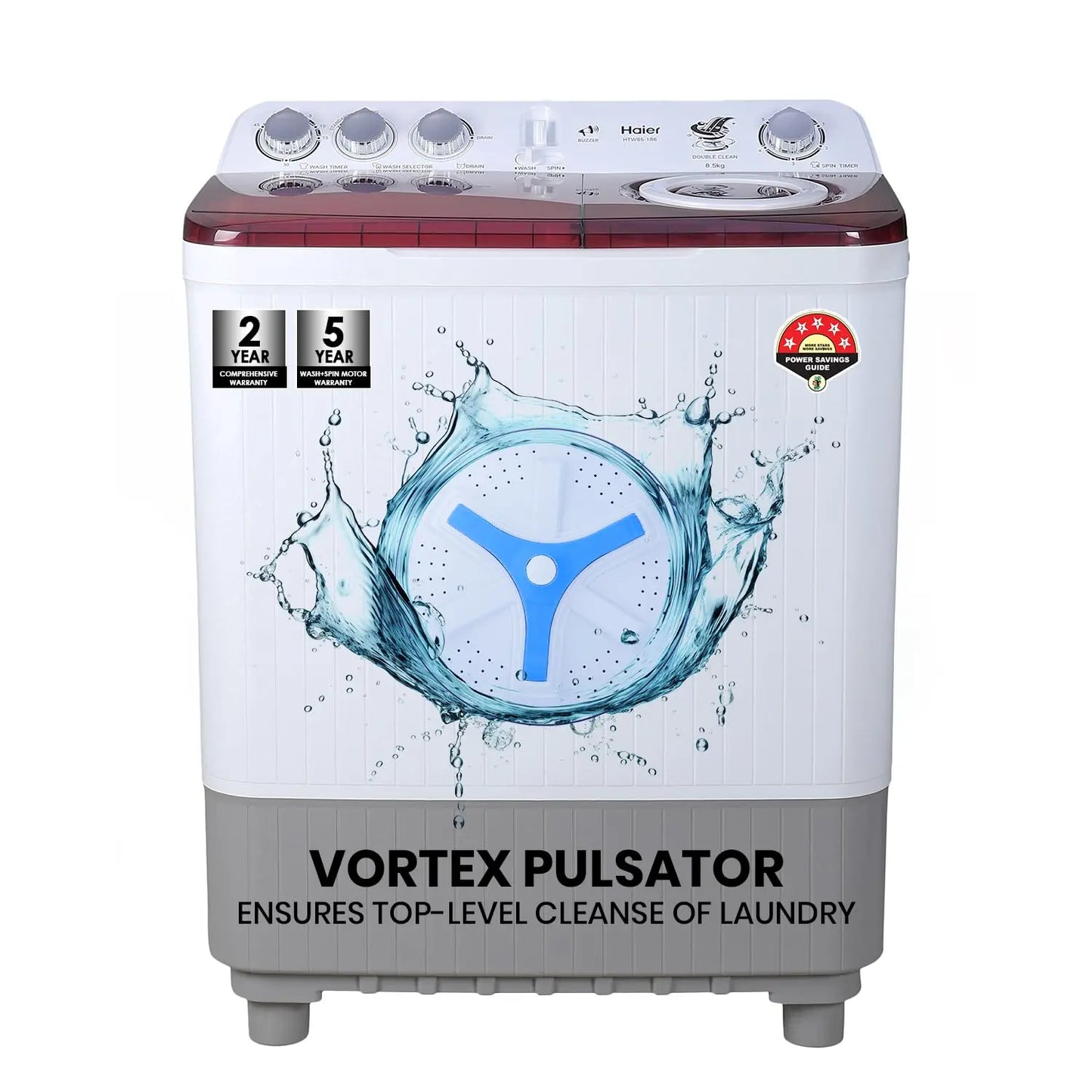 Haier 8.5 Kg 5 Star Oxyi Dry Technology Semi Automatic Top Loading Washing Machine (HTW85-186BBK) My Store