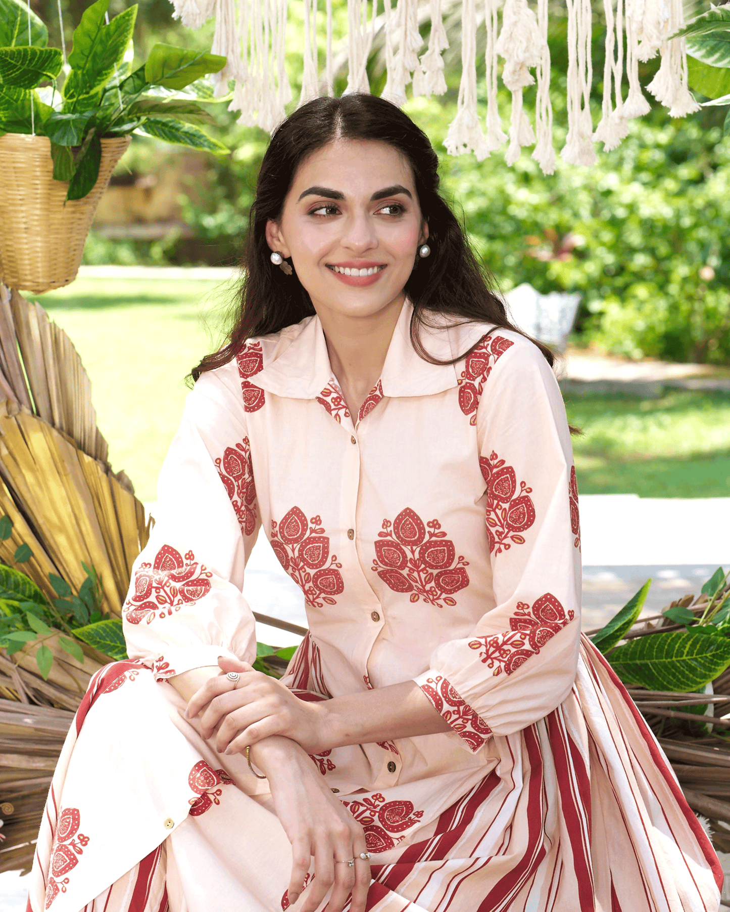 Noor Cream Printed Cotton Coord Set My Store