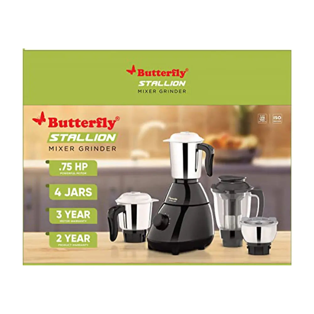 Butterfly Stallion Mixer Grinder, 750Watts, 4jars,Black. My Store