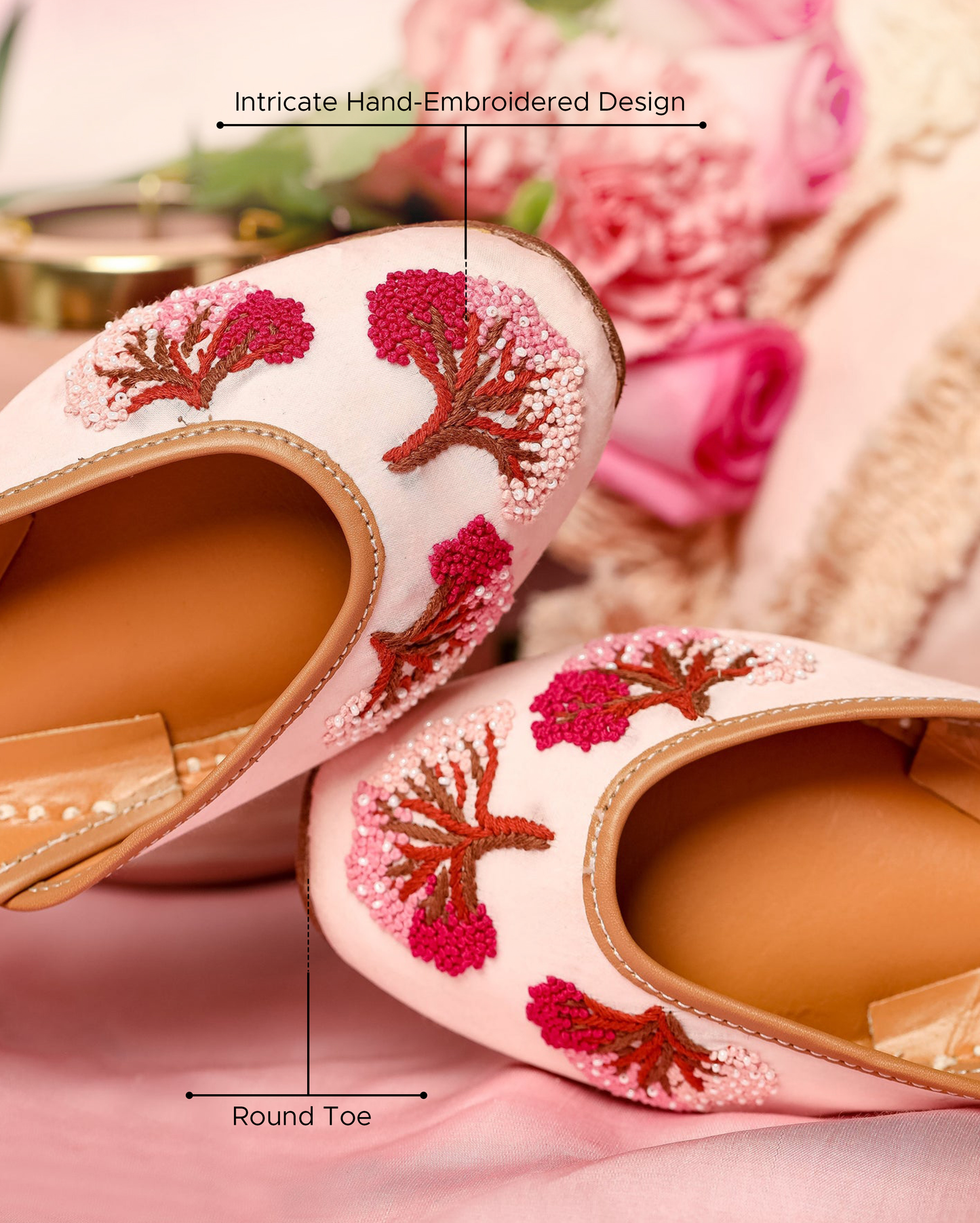 Creamy Pink Handcrafted Jutti Quick Cart