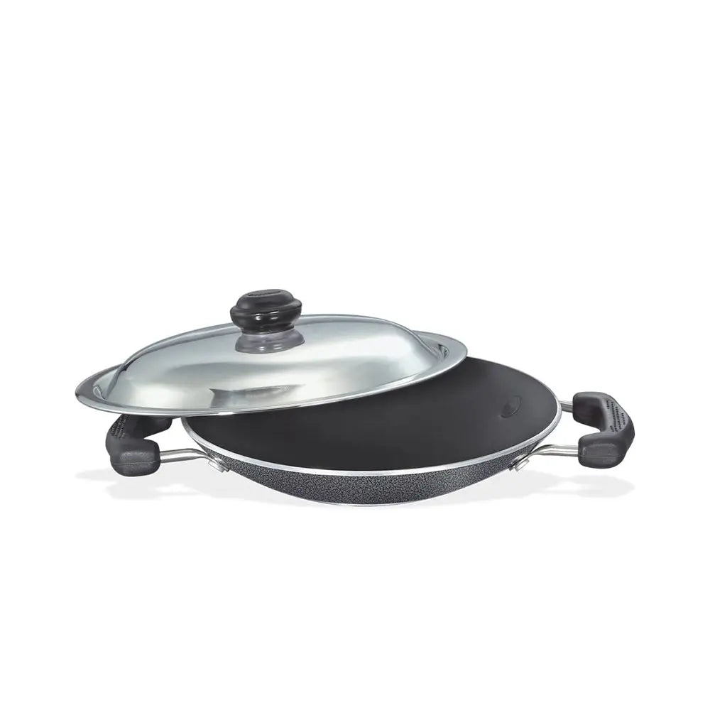 Prestige Omega Select Plus Aluminium Residue Free Non-Stick Appachetty with Lid, 20 cm, Black My Store