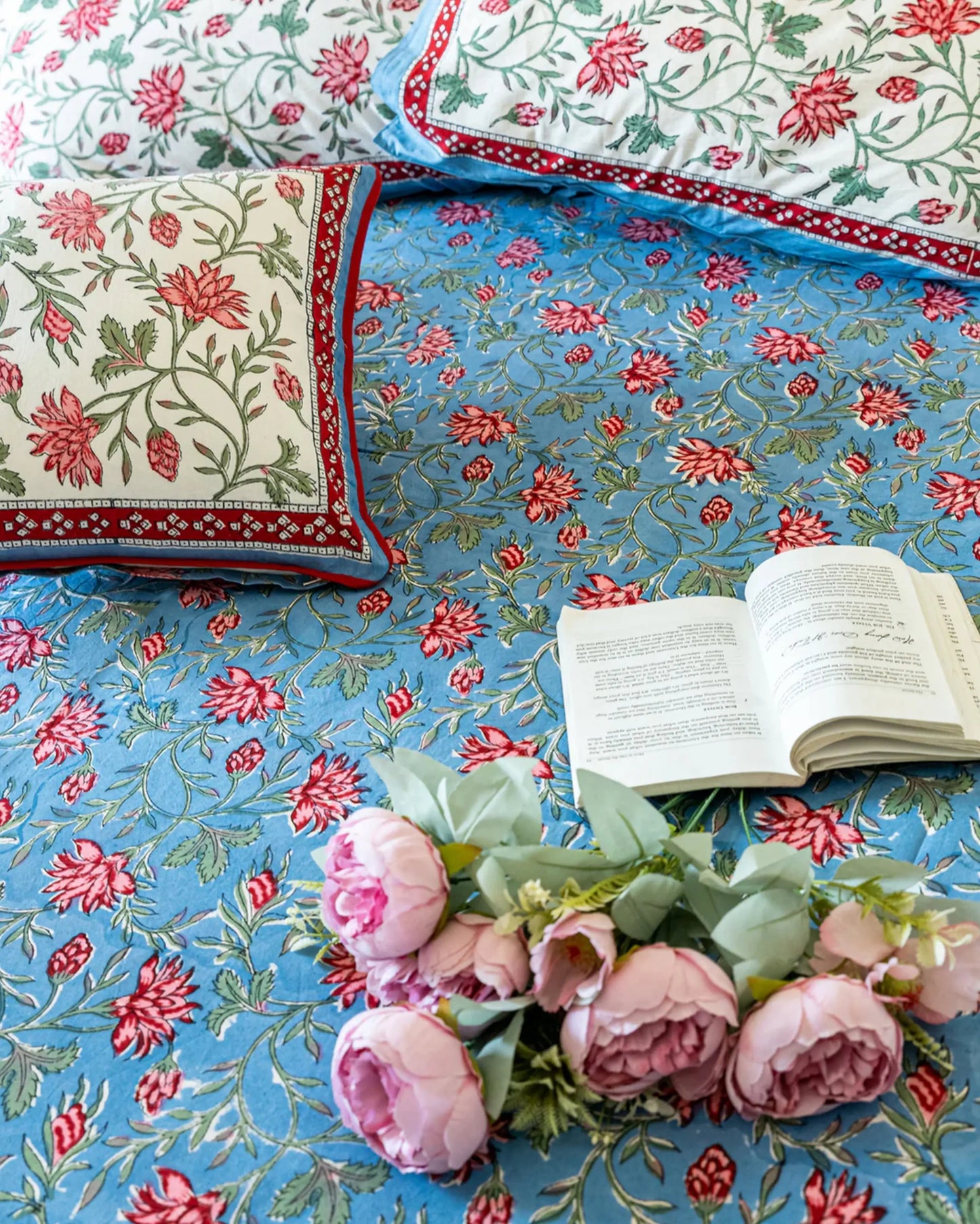 True Blue Handblock Printed Bedsheet My Store