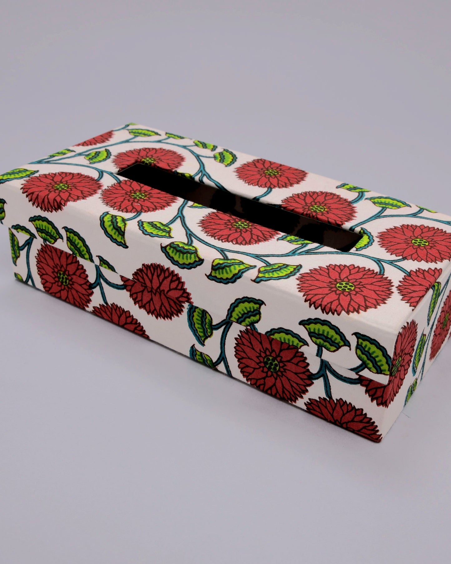 Red Dahlia Handblock Tissue Box My Store