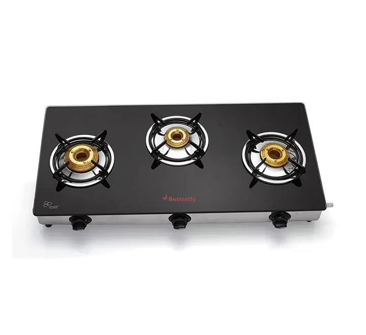 Butterfly Radiant 3B Jumbo 3 Burner Glass Top Gas Stove (Black) My Store