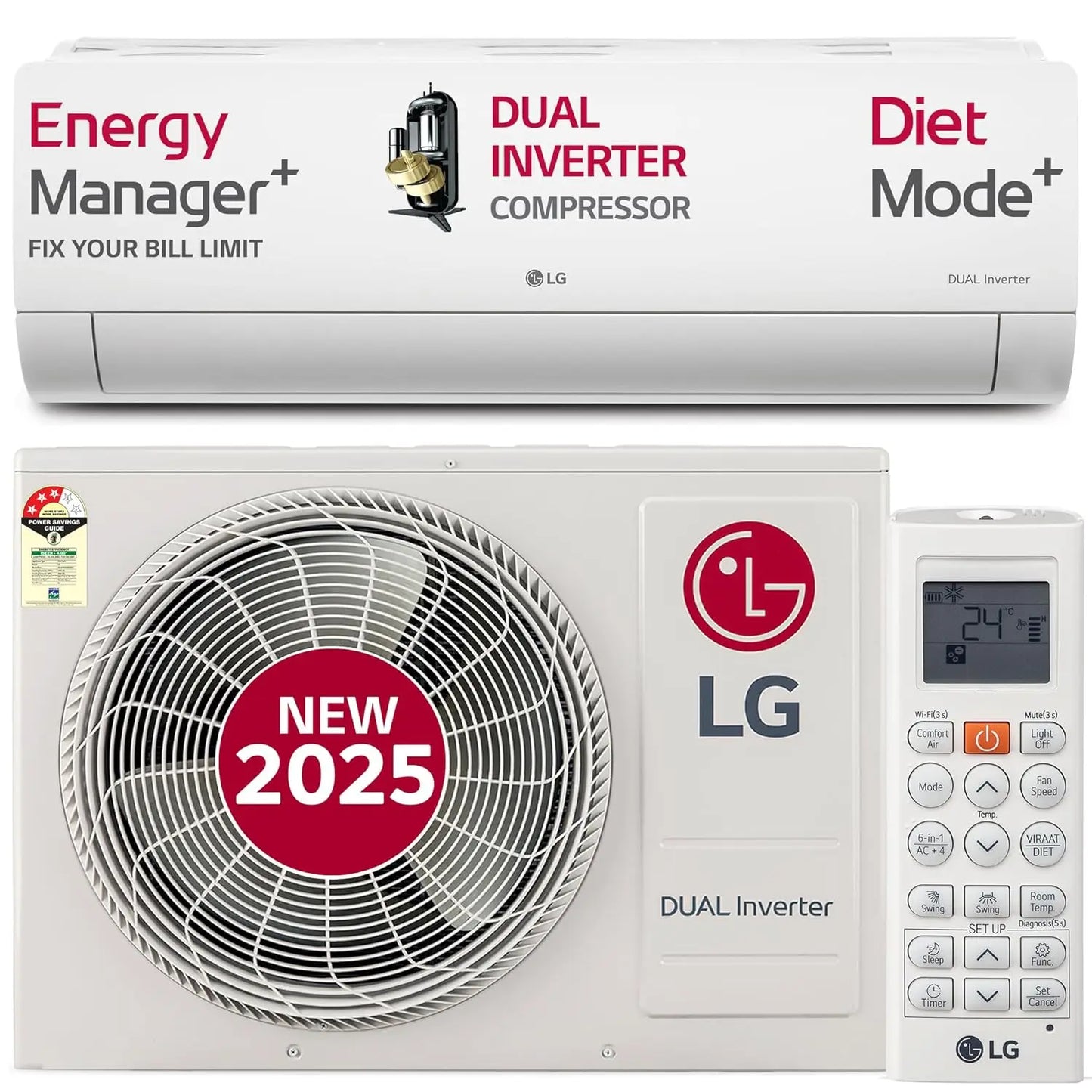 LG 1.5 Ton, 3 Star Wi-Fi & Energy Manager+, DUAL Inverter Split AC (US-Q18HWXE.AMLG) My Store