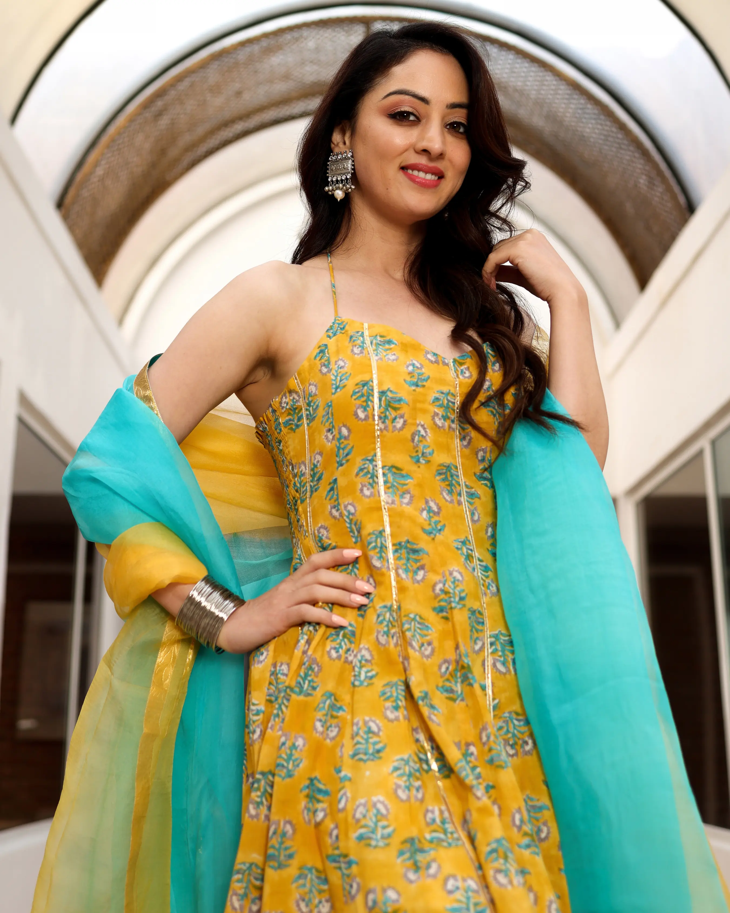 Curl Yellow Handblock Suit Set My Store