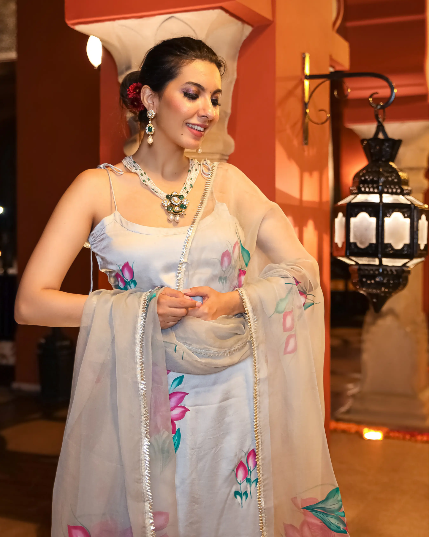 Arabic Grey Handpainted Suit Set My Store