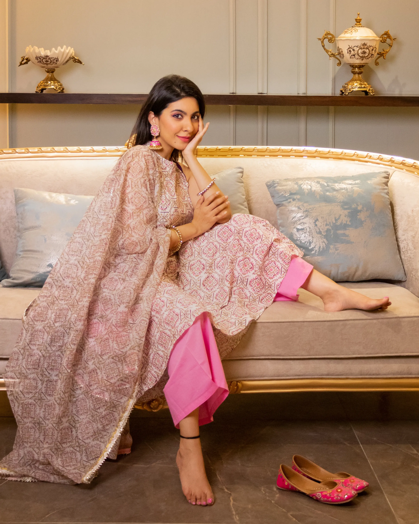 Tisha Handblock Doriya Suit Set My Store