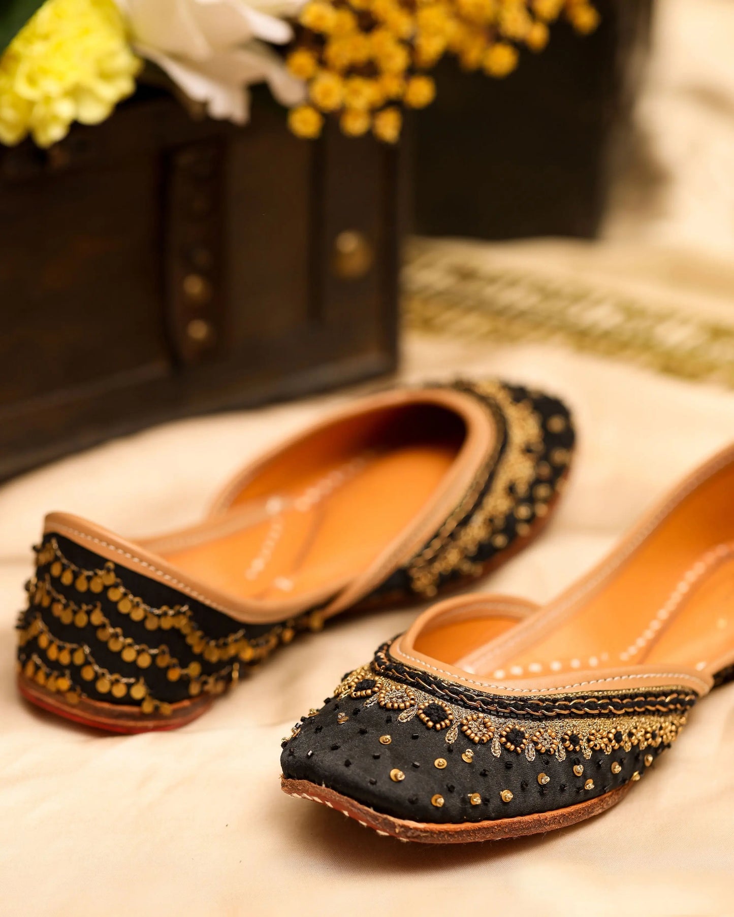 Black Golden Beats Handcrafted Jutti My Store