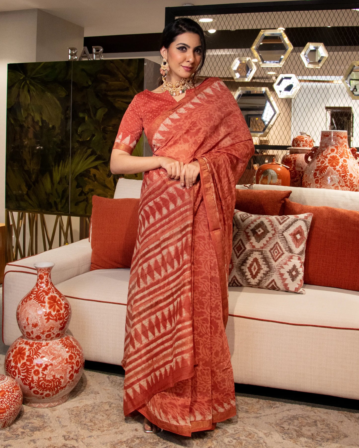 Yasmin Handblock Chanderi Silk Saree My Store