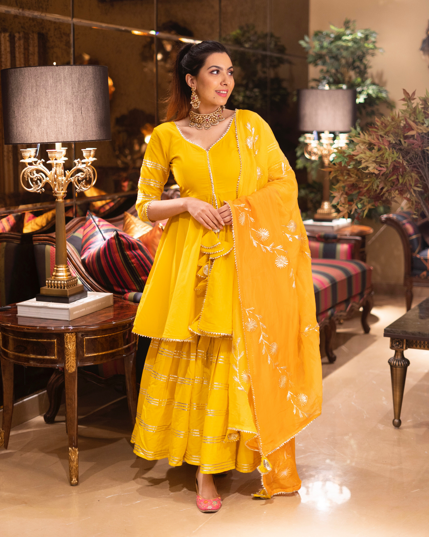 Yellow Mellow Gotapatti Sharara Set My Store