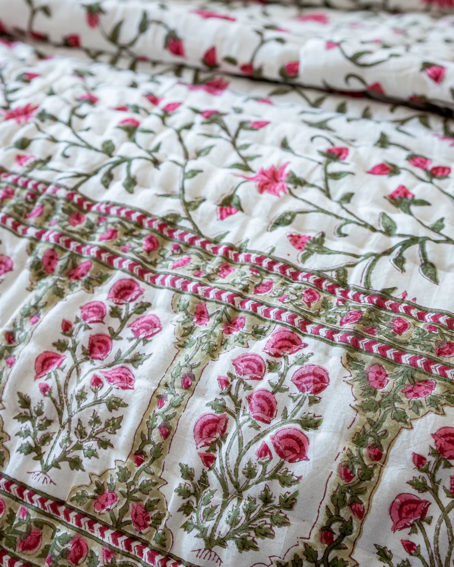 White Smoke Handblock Printed Bedding Set