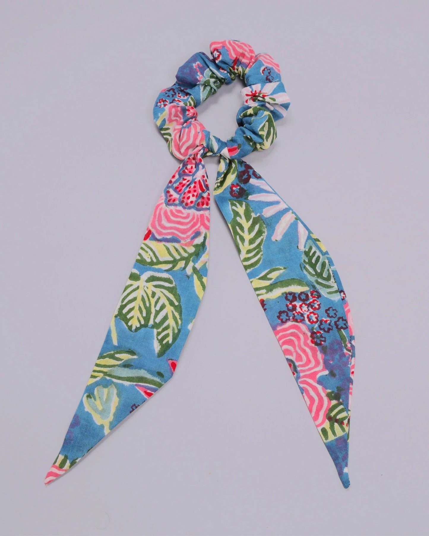 Ethereal Blue Handblock Scarf Scrunchie My Store