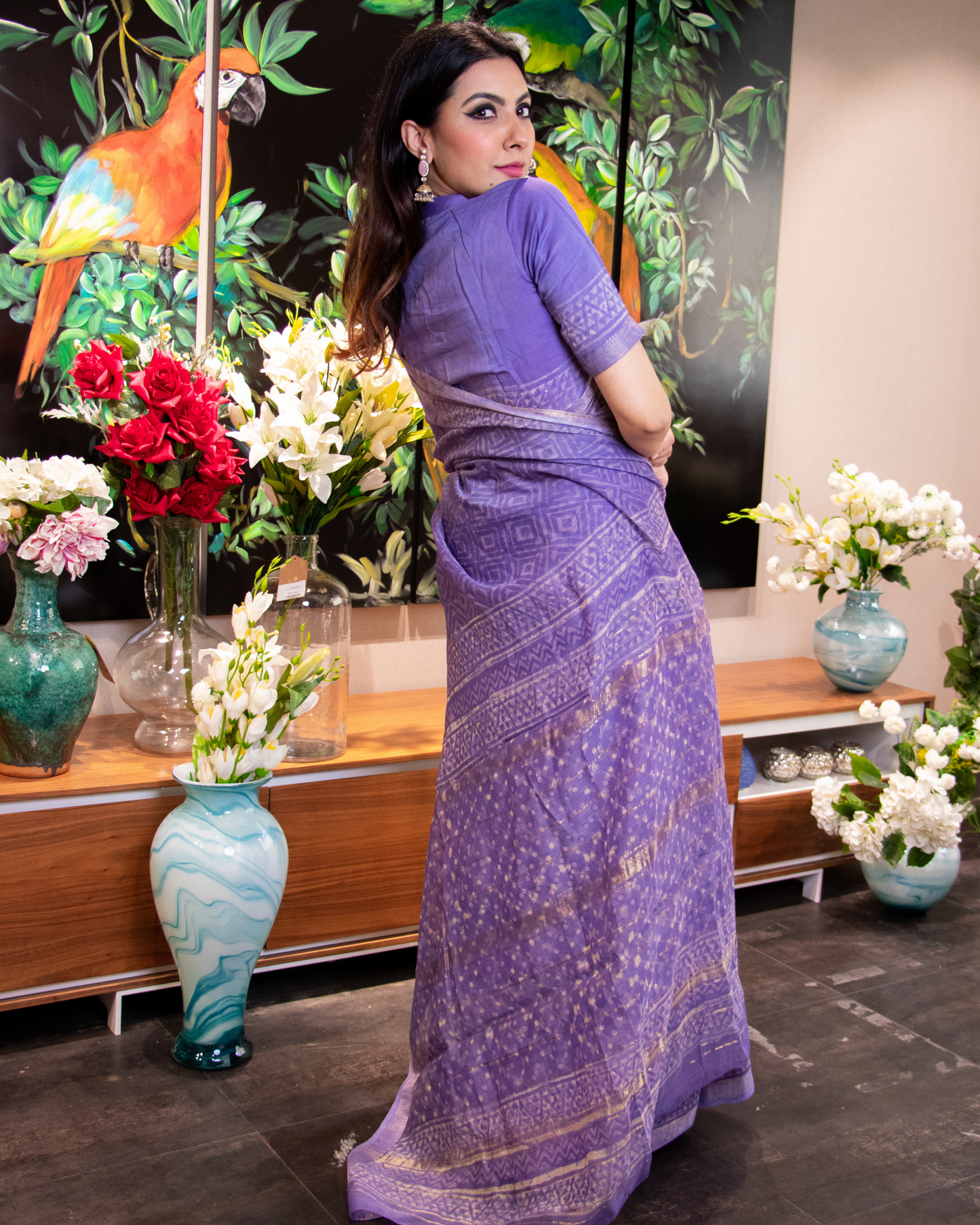 Adiva Handblock Chanderi Silk Saree Quick Cart