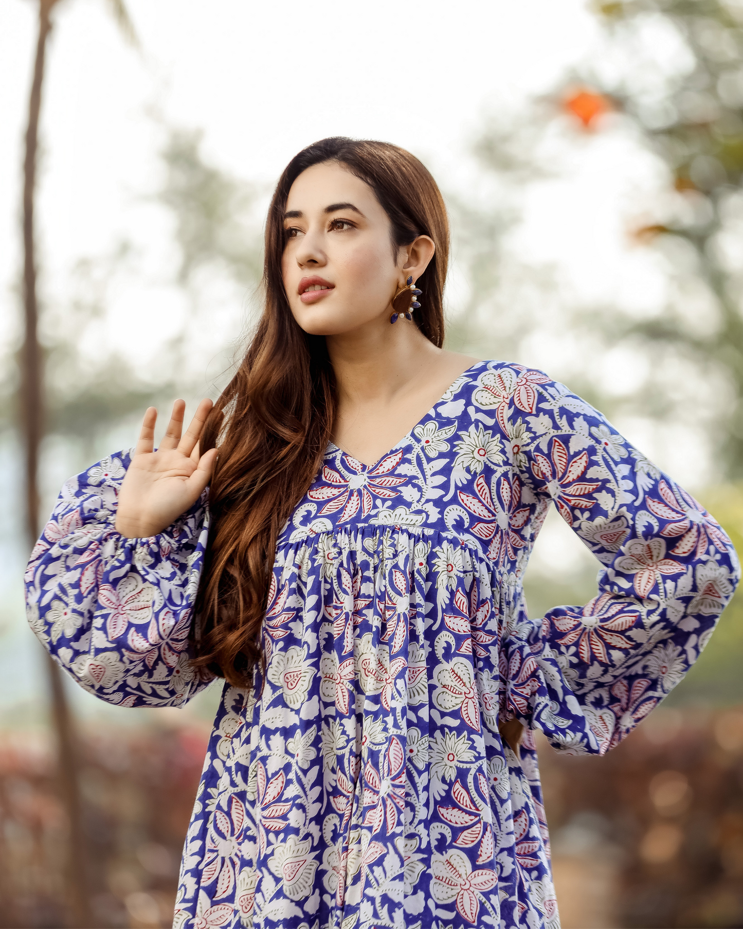 Ballon Flower Cotton Dress Quick Cart