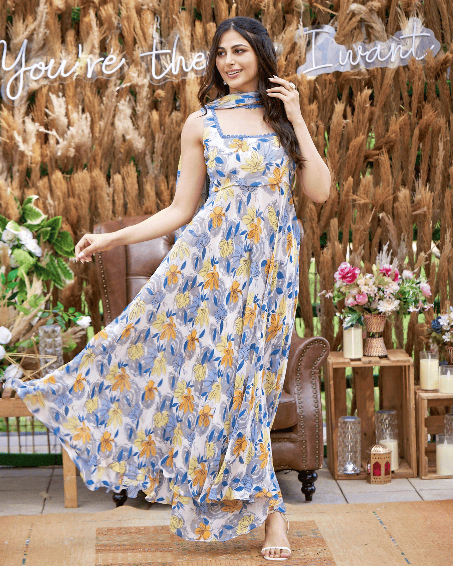 Zohan White Printed Georgette Suit Set