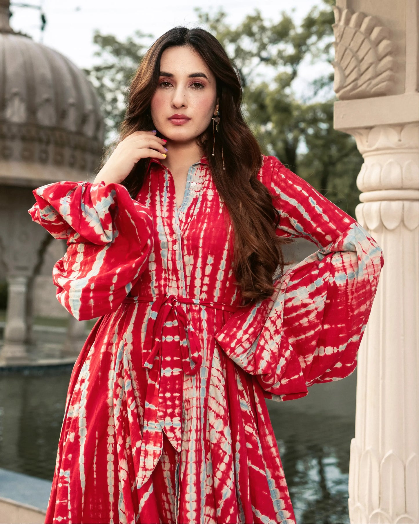 Surkh Shibori Cotton Dress My Store