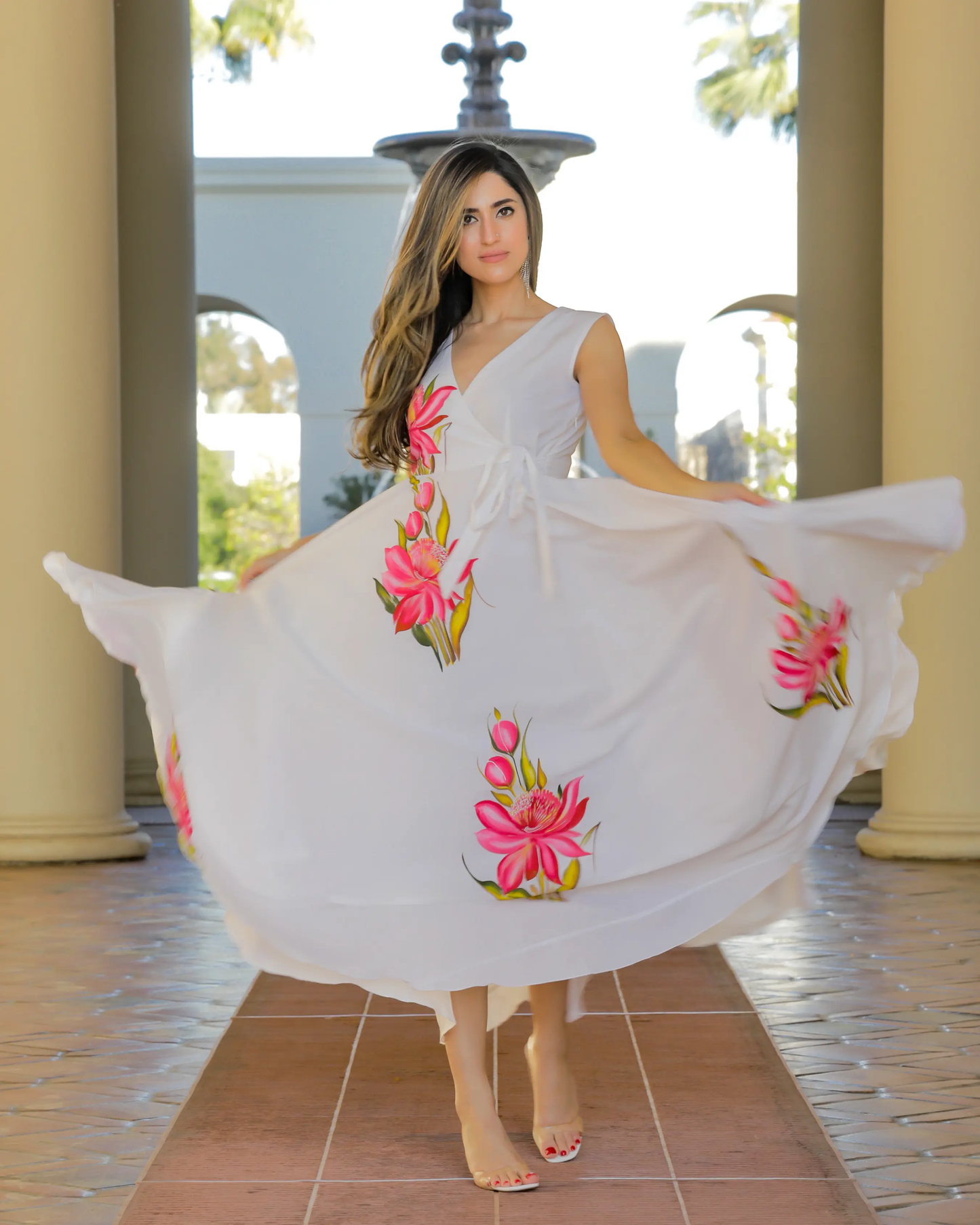 White Shell Handpainted Cotton Dress My Store