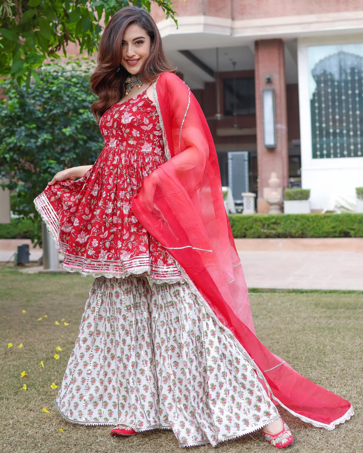 Crabapple Handblock Sharara Set My Store