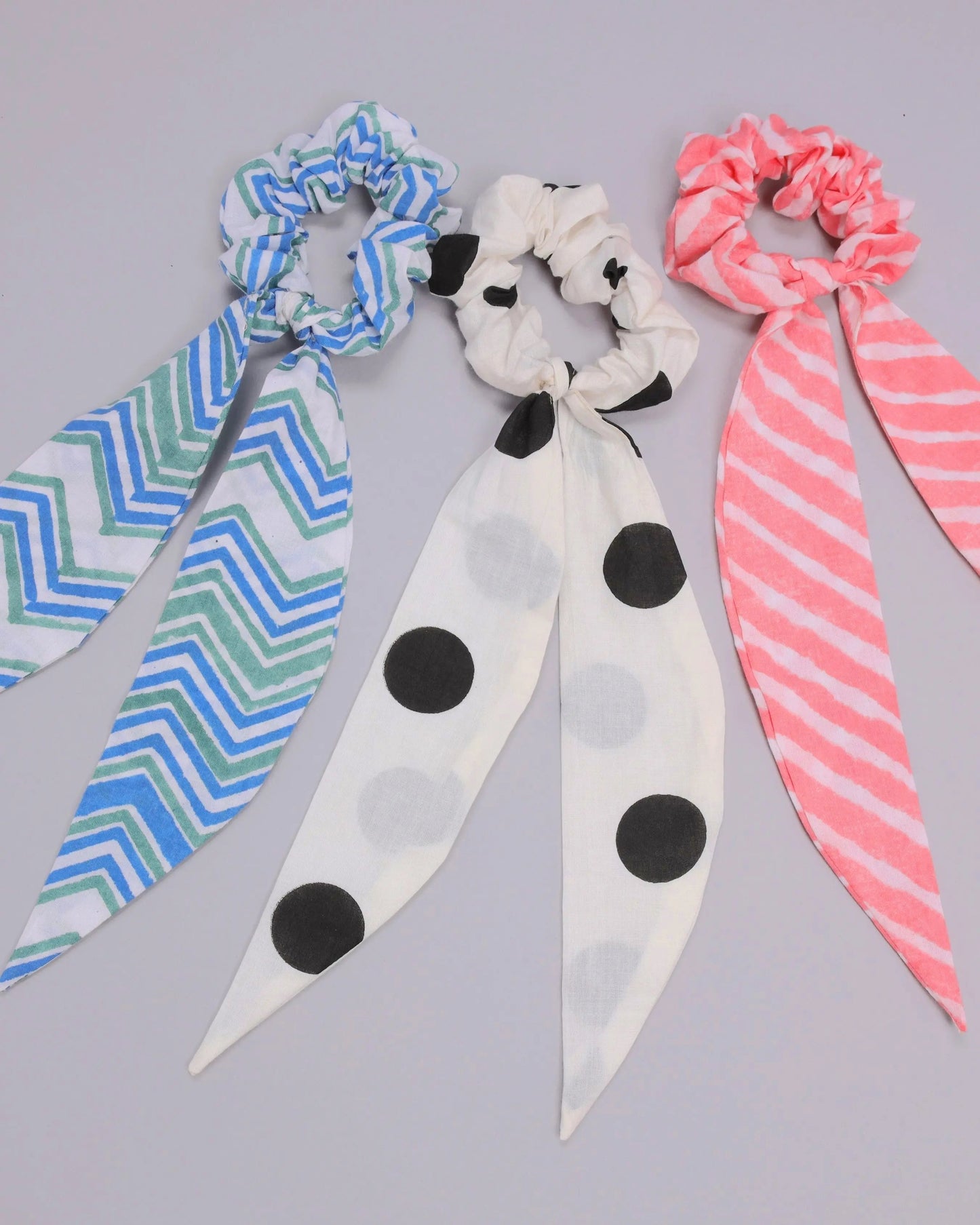 First Blush Cotton Handblock Scrunchie Set My Store