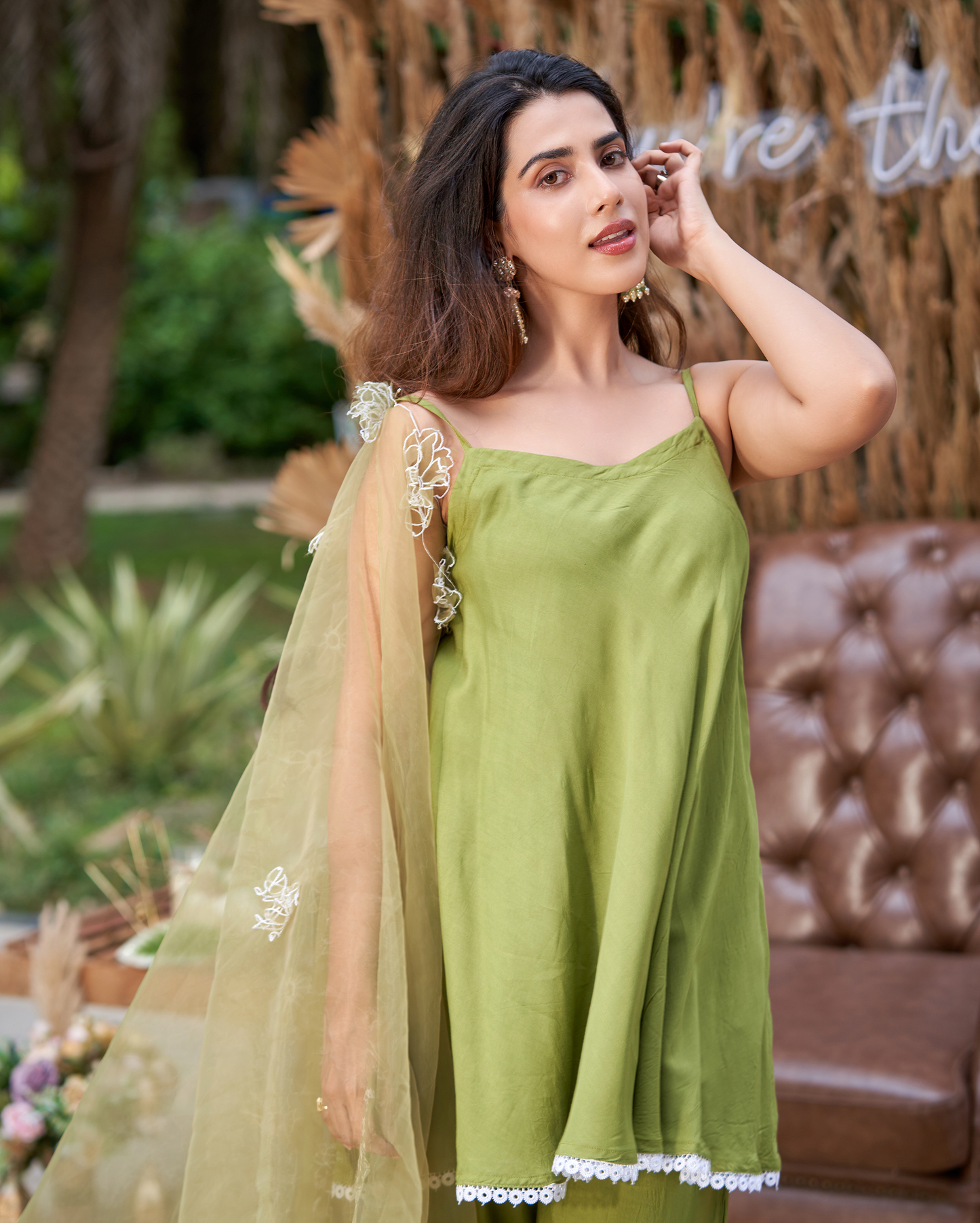 Zain Sage Green Solid Silk Suit Set Quick Cart