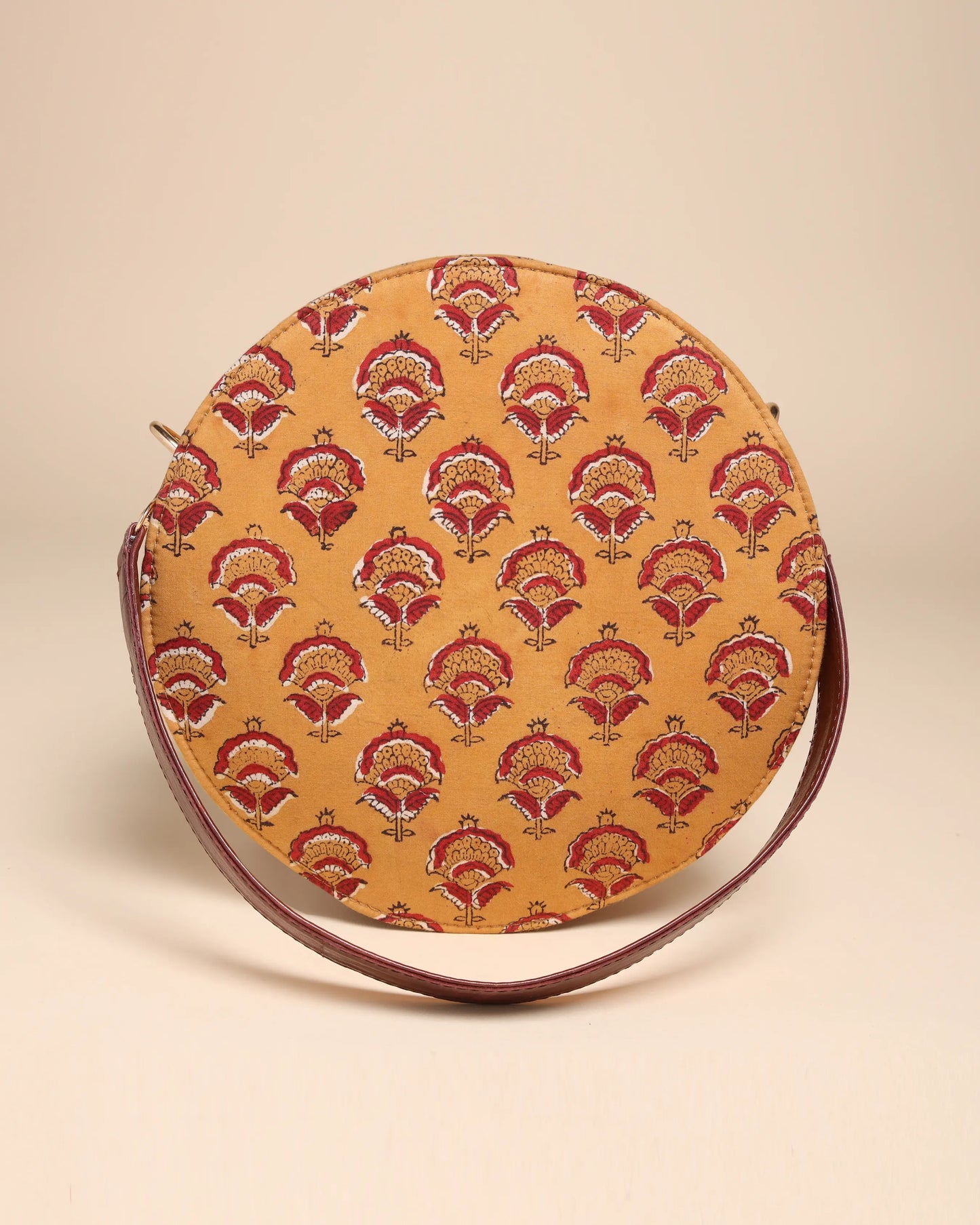 Mustard Yellow Cotton Blockprinted Sling Bag My Store