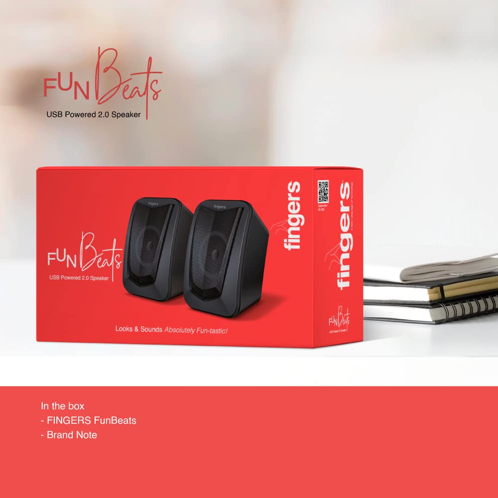 Fingers FunBeats Wired Speaker 6 W 2.0 Channel Powerful Bass Black