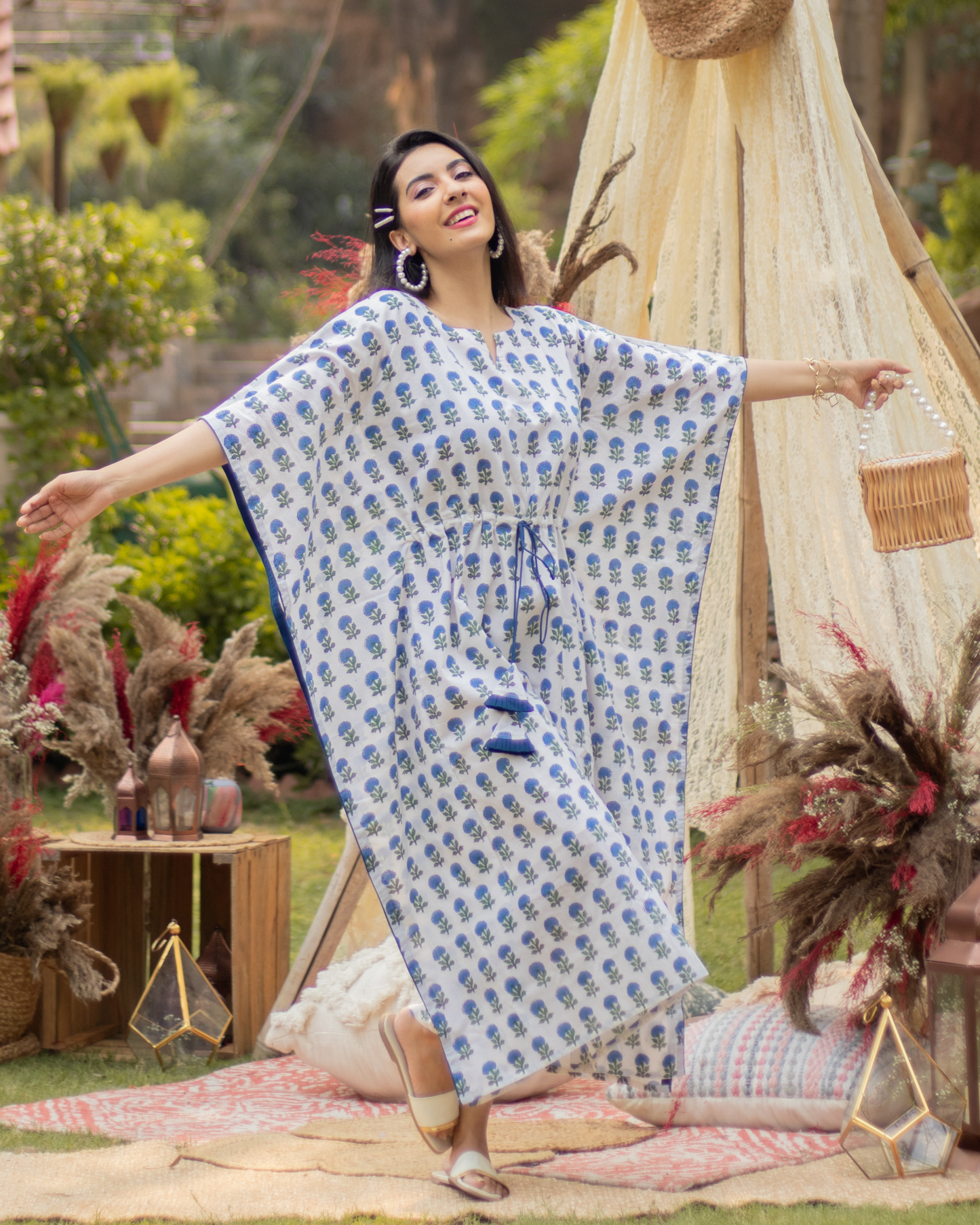 White Haven Cotton Kaftan Set