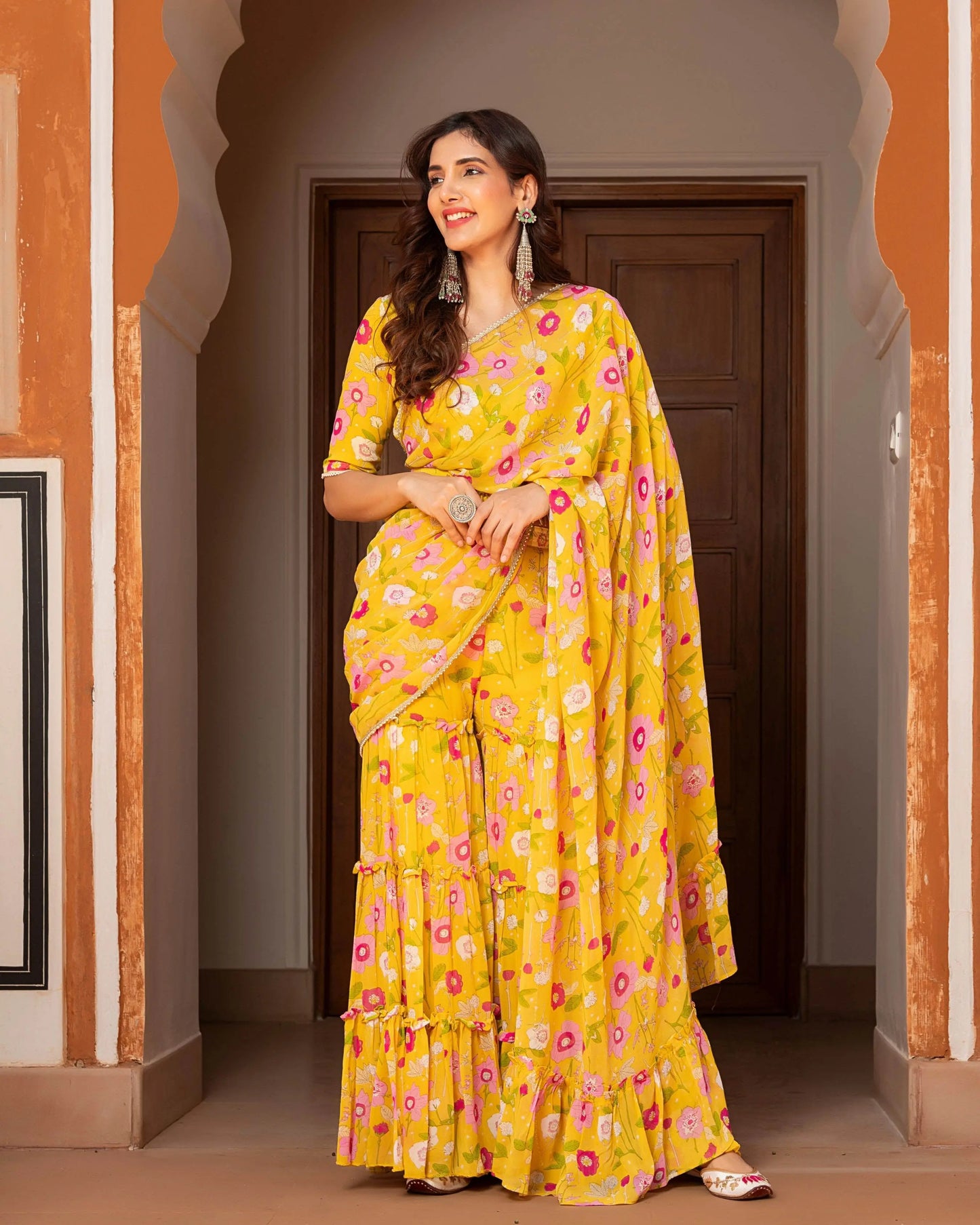 Afsa Georgette Pre Draped Saree My Store