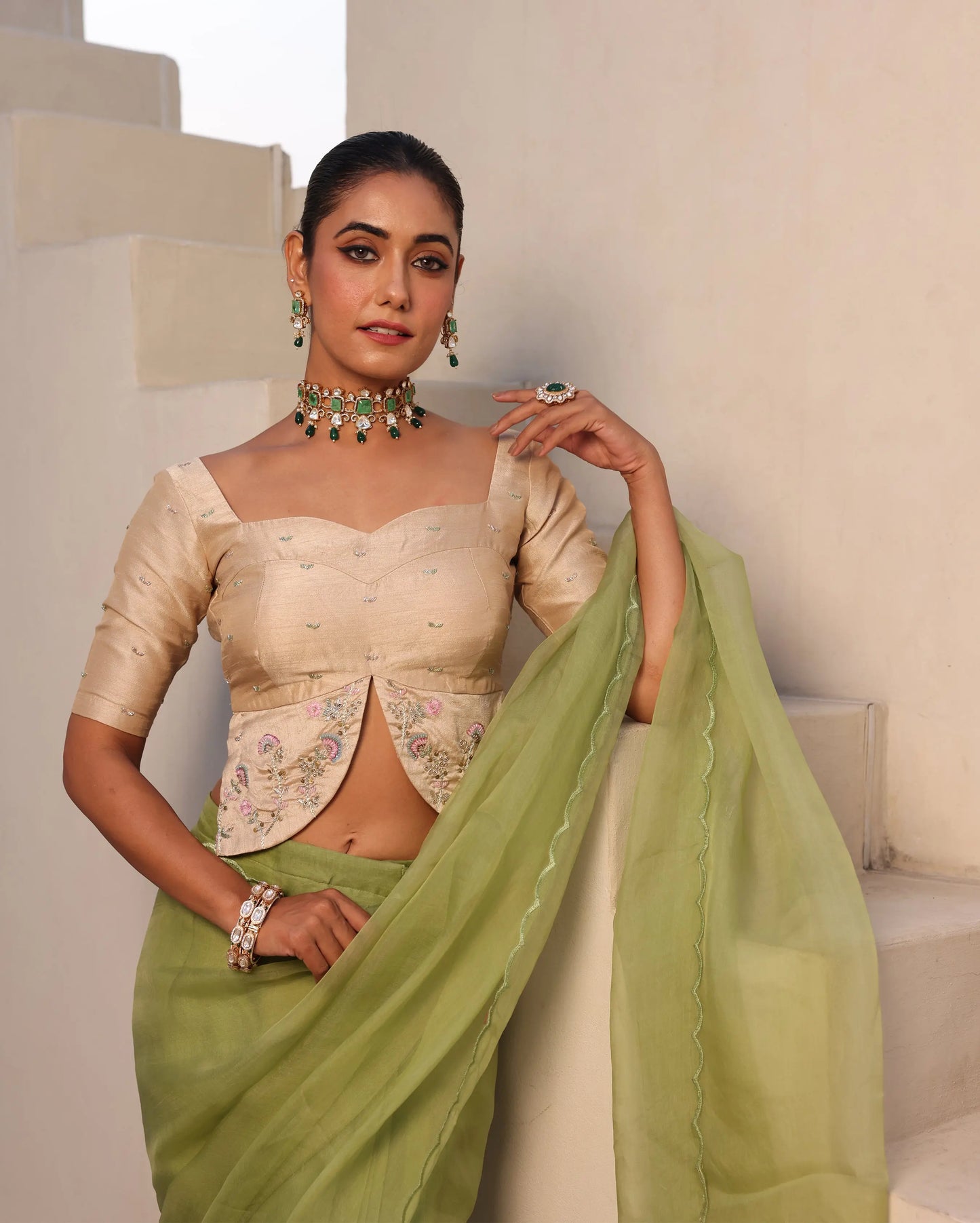 Gulabo Ivory Silk Embroidered Blouse My Store