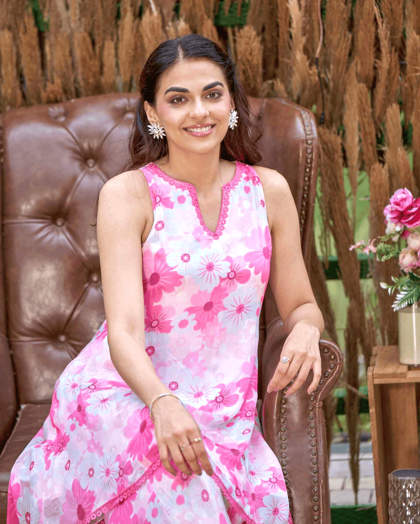 Blossam Pink Printed Silk Coord Set My Store