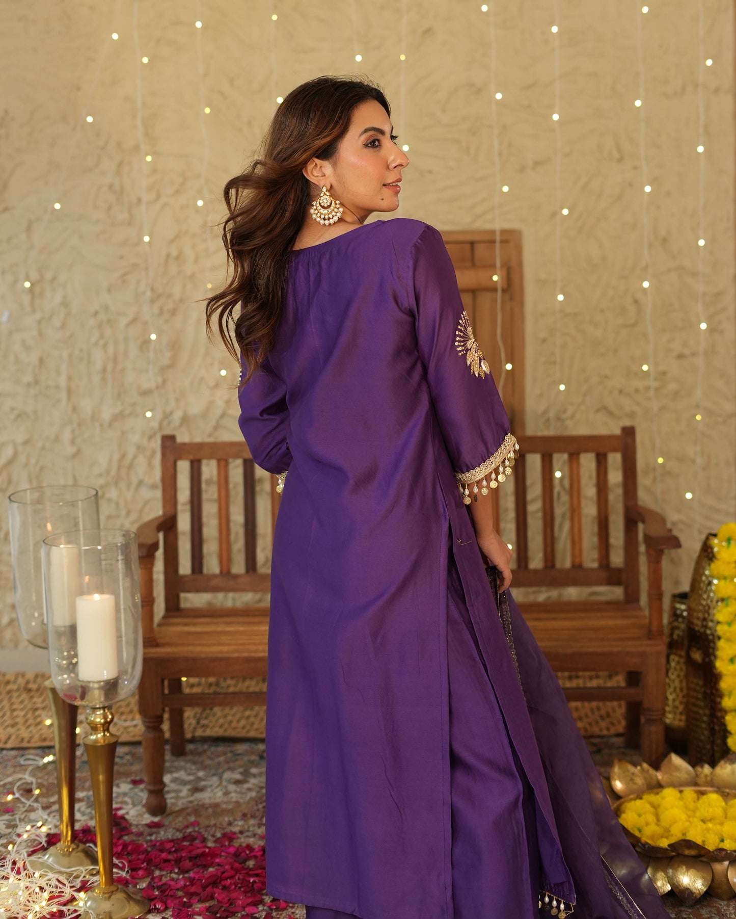 Swarna Purple Embroidered Chanderi Suit Set My Store
