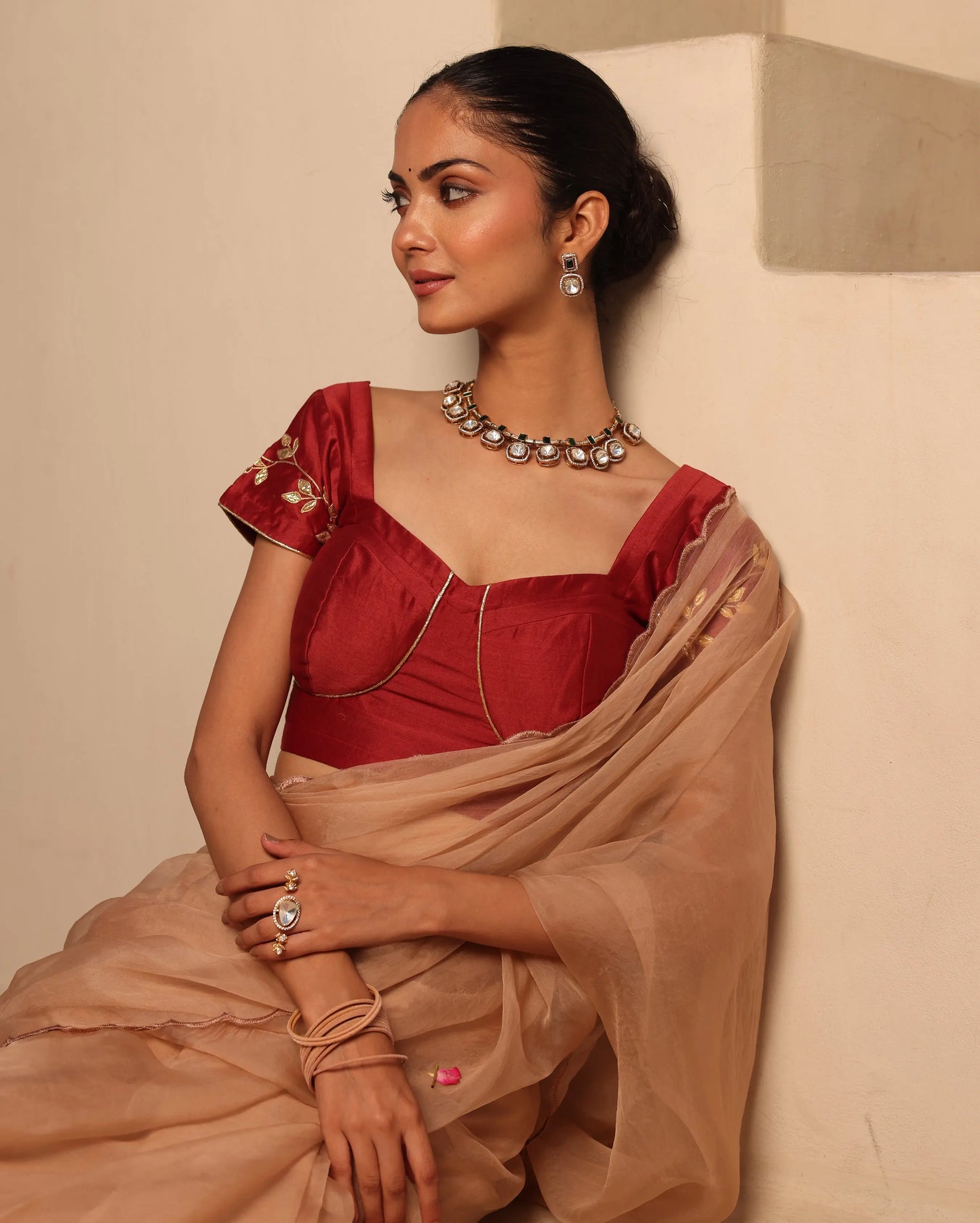 Nayra Maroon Chanderi Gotapatti Blouse My Store