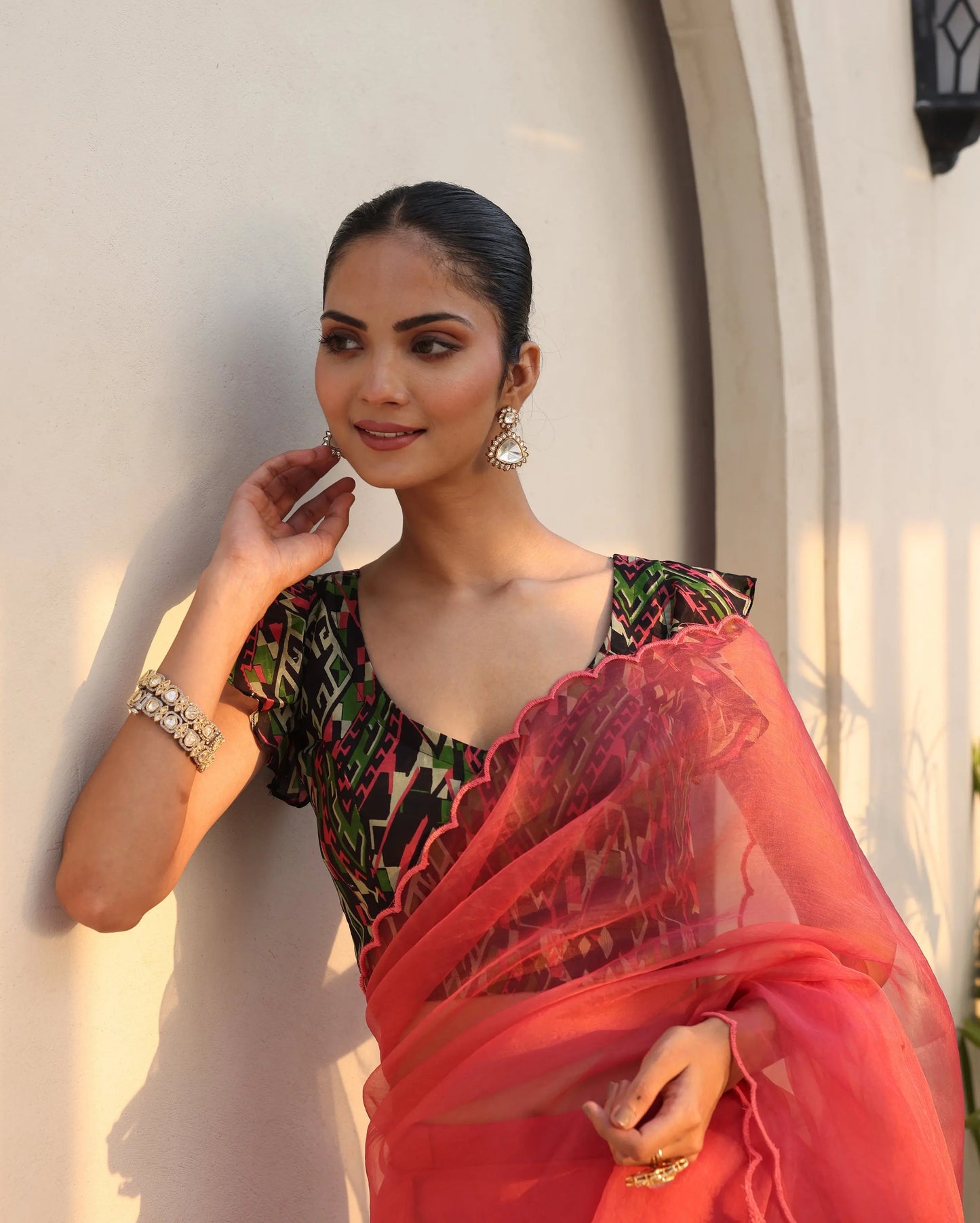 Ziya Black Printed Silk Blouse My Store