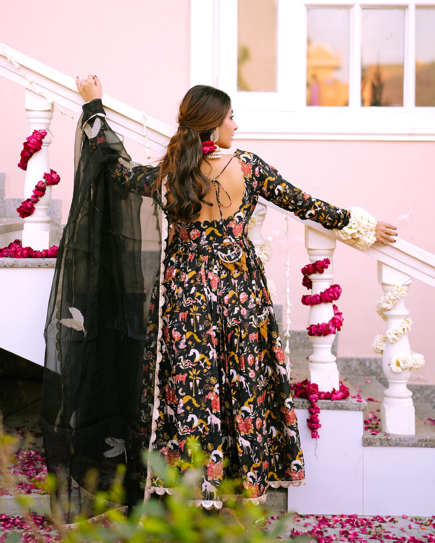 Nalini Black Printed Chanderi Suit Set My Store