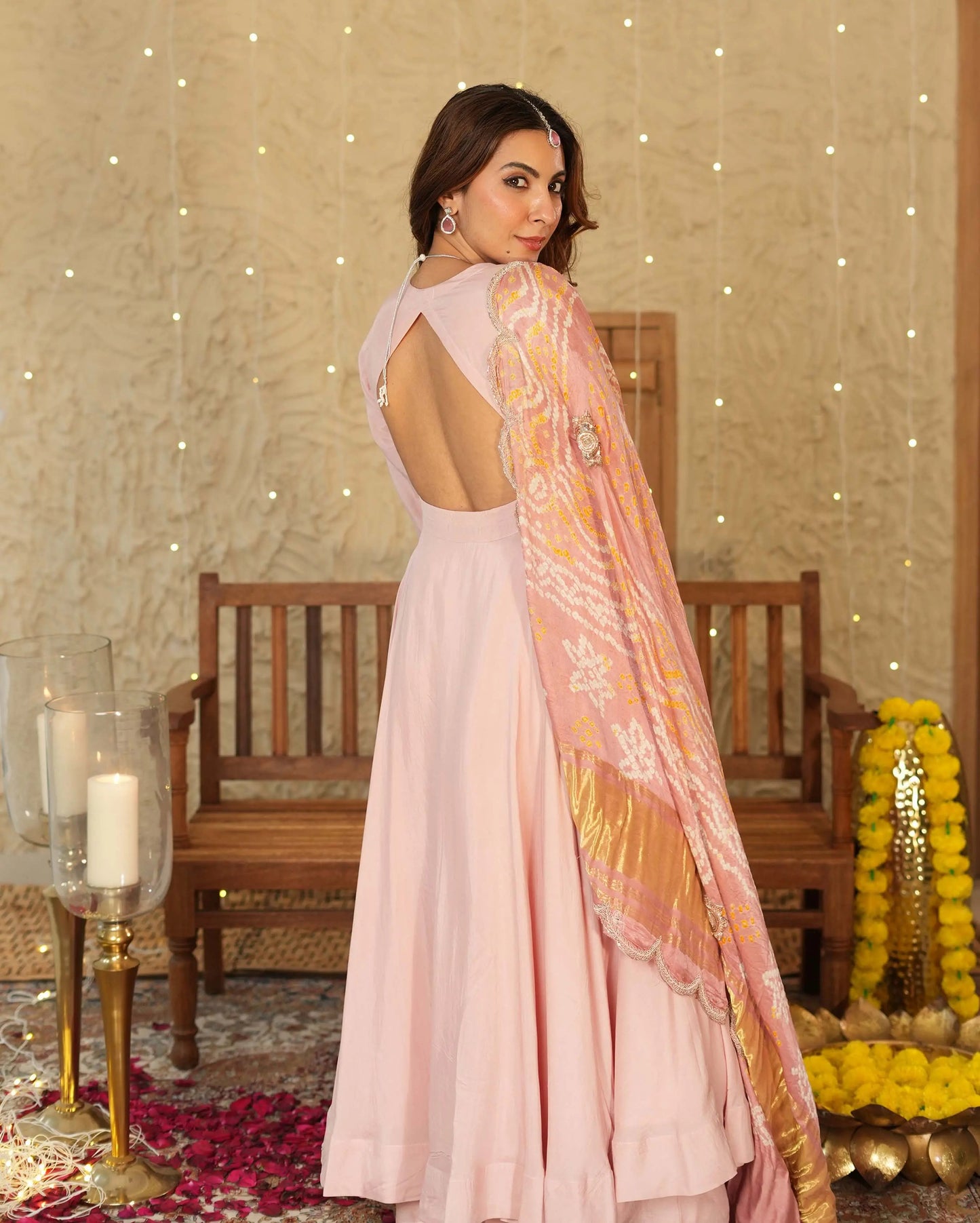 Utsav Pink Bandhani Silk Suit Set My Store