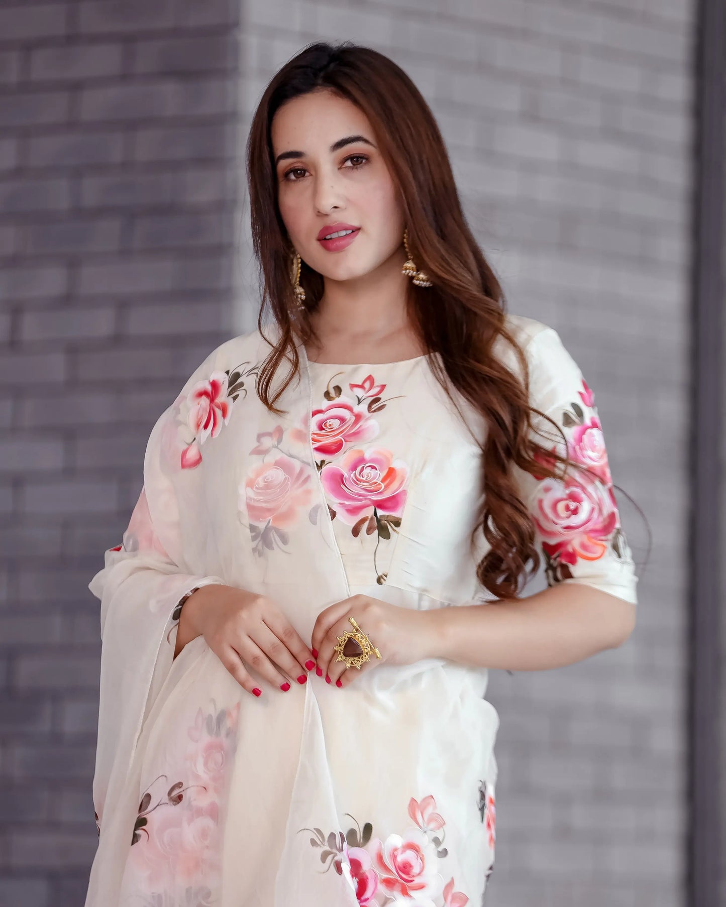 Cream Valeria Handpainted Suit Set My Store